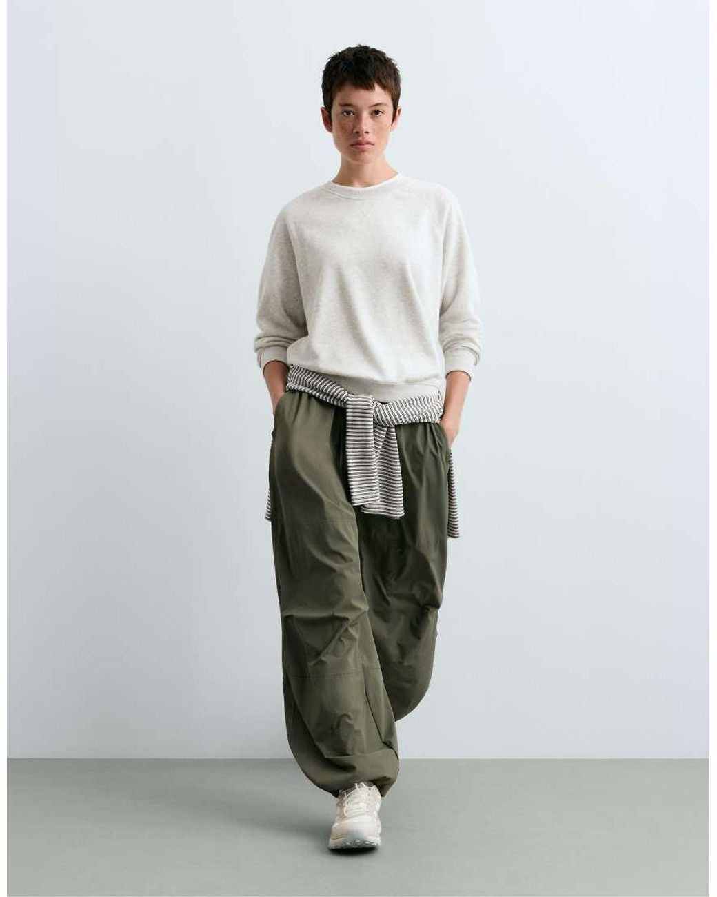 Oysho White Marl Plush Round Neck Sweatshirt