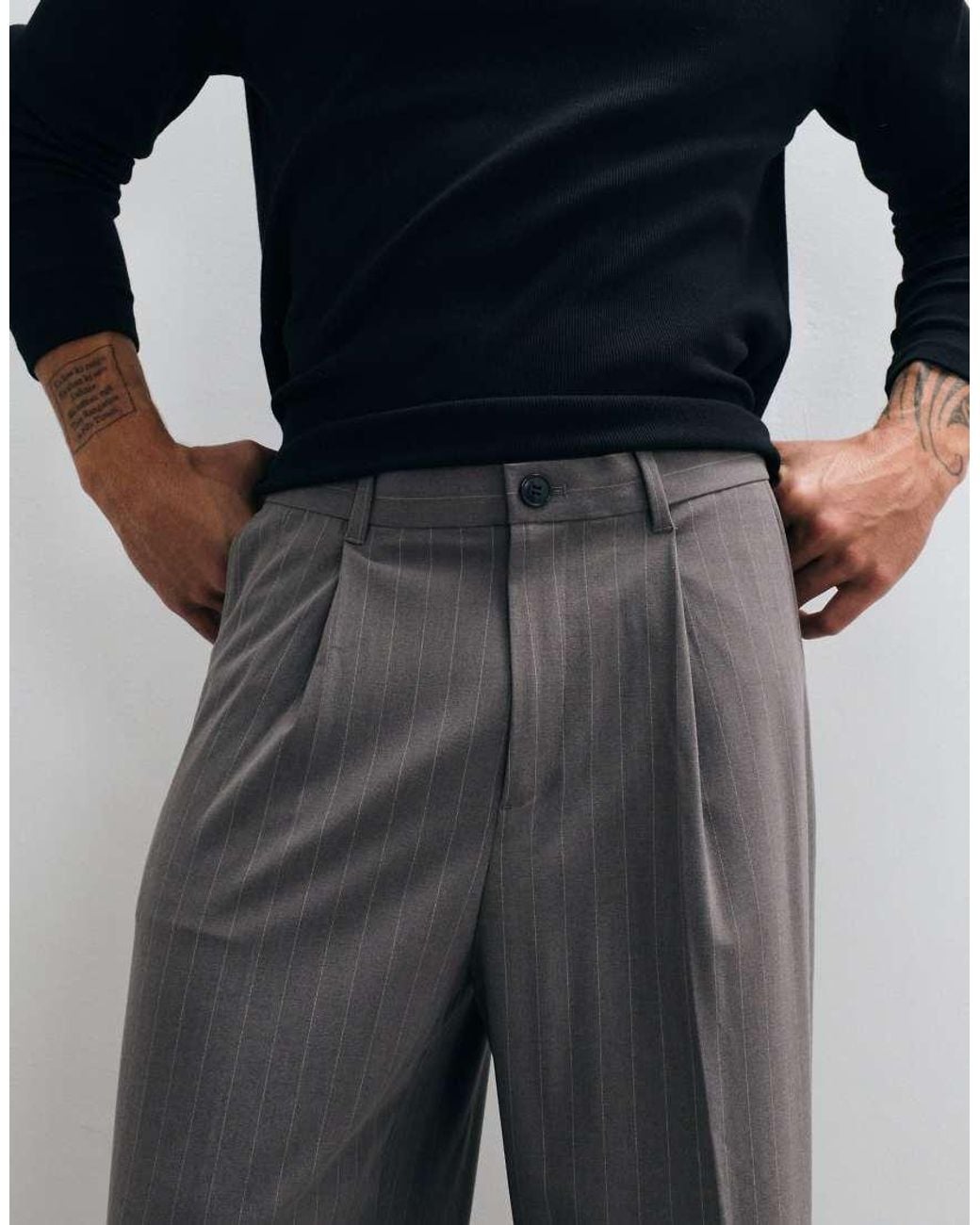 Weekday Gray Uno Loose Fit Tailored Trousers for men