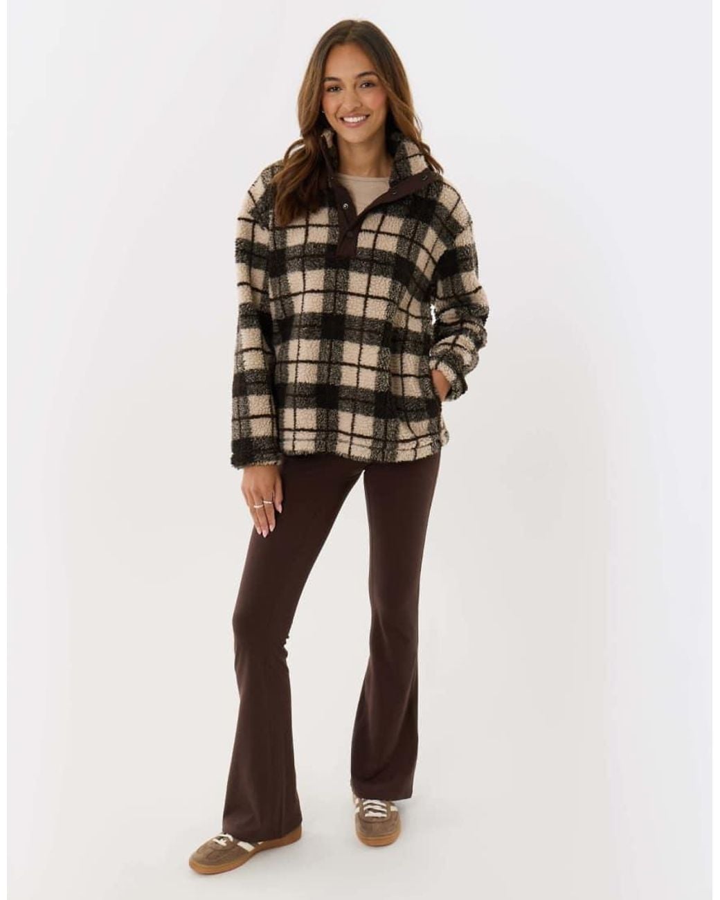 Threadbare Brown Borg Funnel Neck Fleece