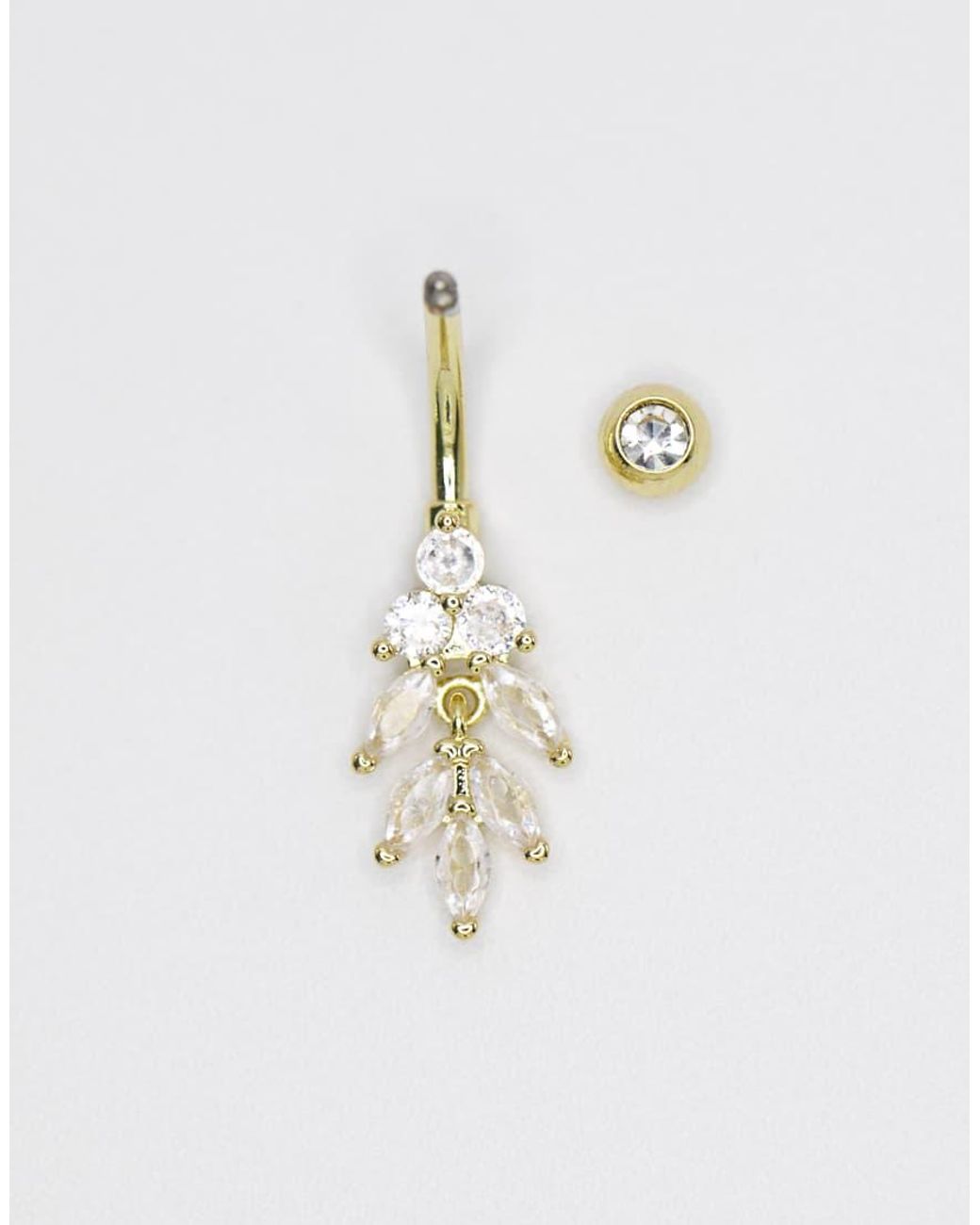 Lovisa Metallic Plated Titanium Marquise Diamante Belly Bar