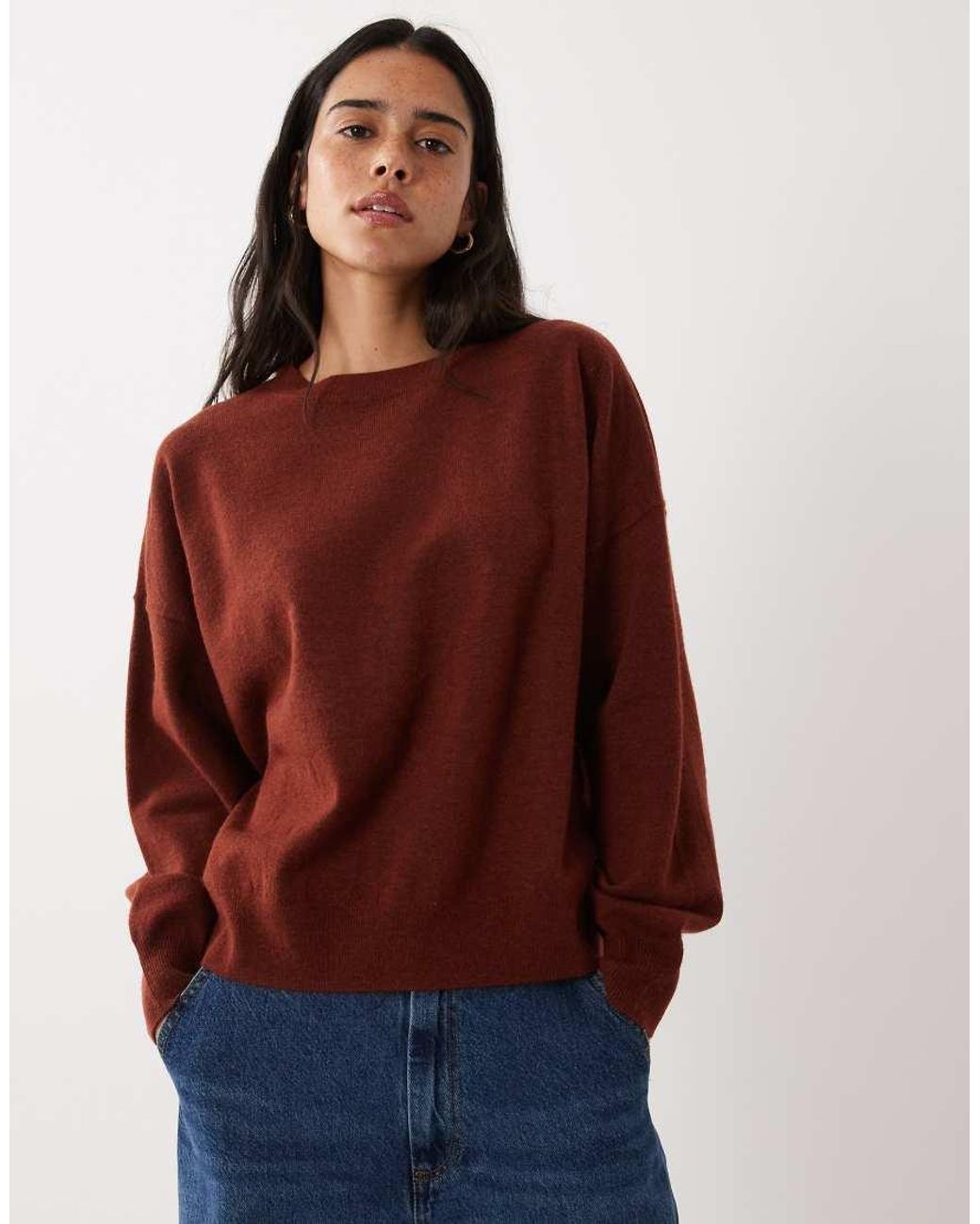 Mango Red Round Neck Fine Knit Jumper