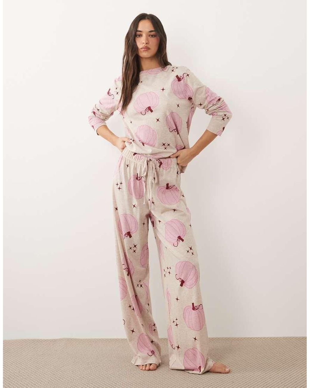 ASOS Pink Long Sleeve Pyjama Set
