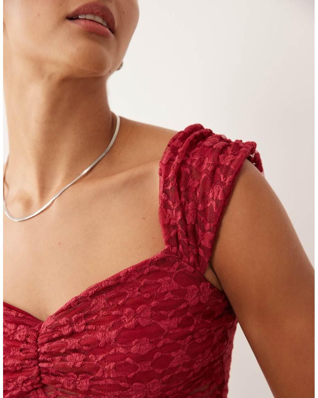 Miss Selfridge Red Lace Top