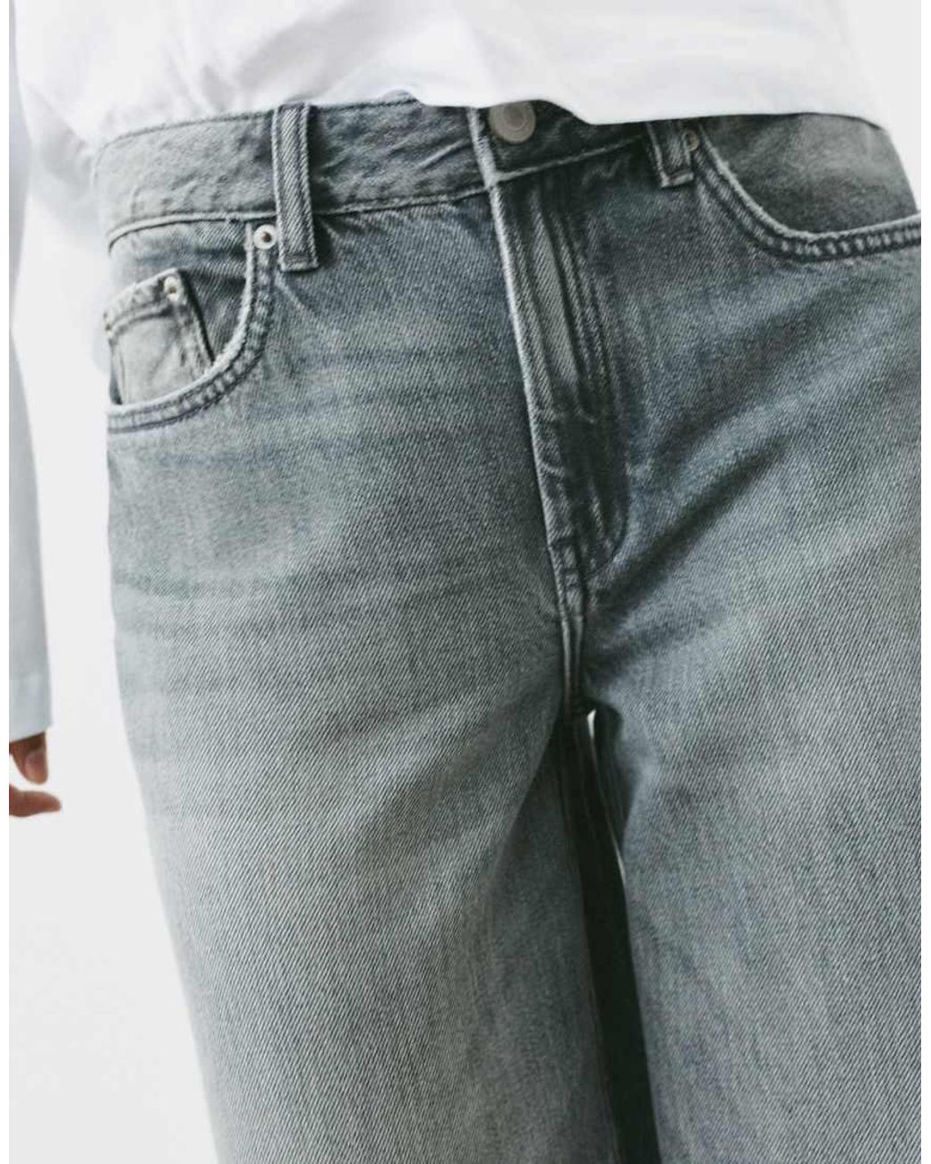 Pull&Bear Gray Low Rise Baggy Jeans
