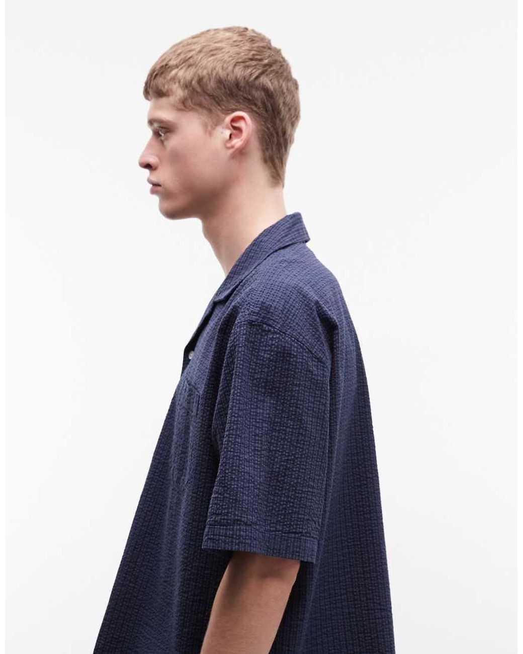Weekday Blue Oversized Short Sleeve Shirt for men