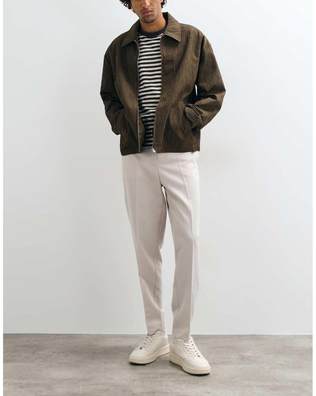 ASOS White Tailored Tapered Trousers With Elasticated Waist for men