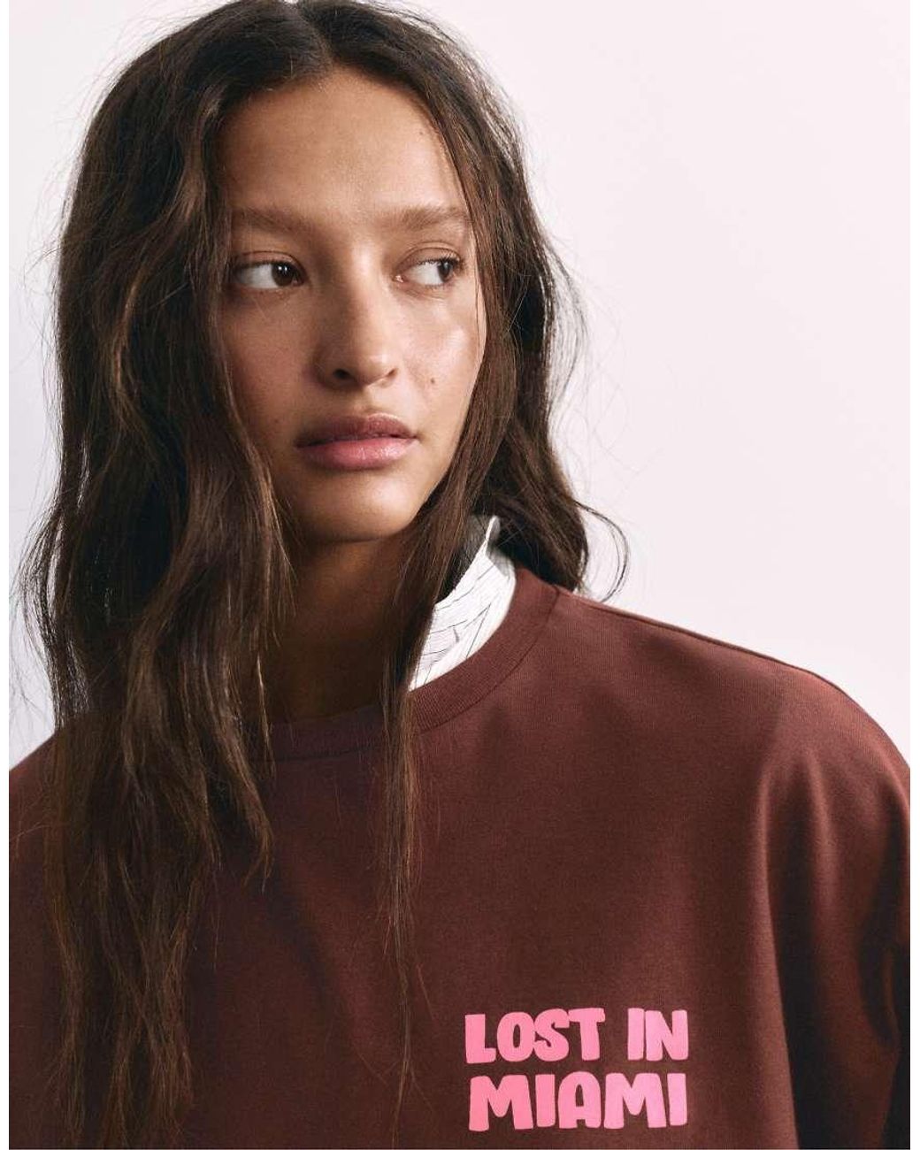 Pull&Bear Red Oversize Graphic T-shirt