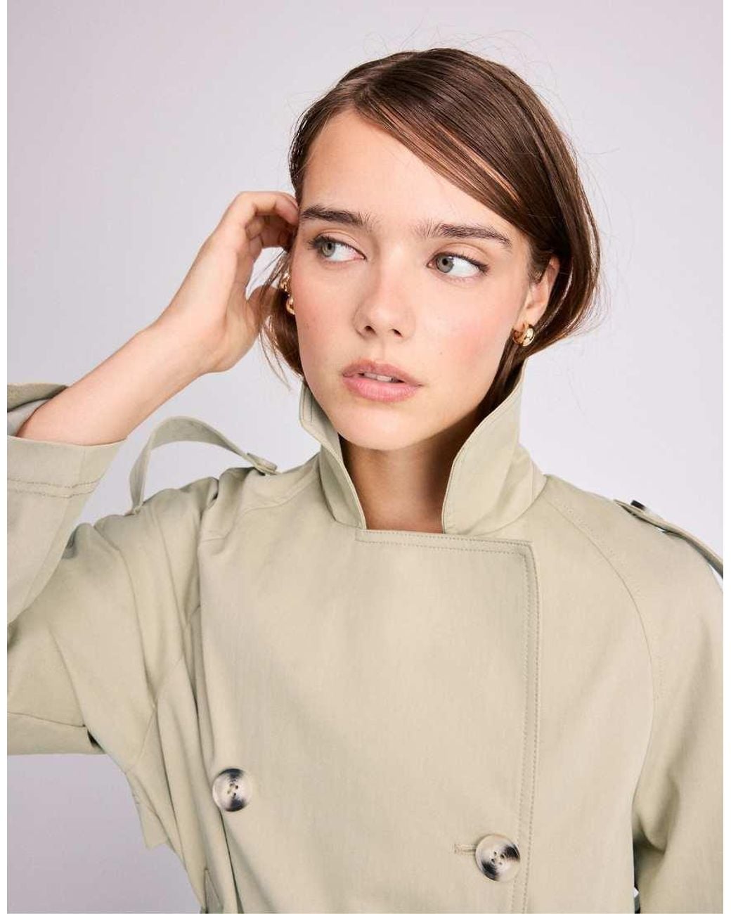 Stradivarius Blue Short Trench Coat With Belt