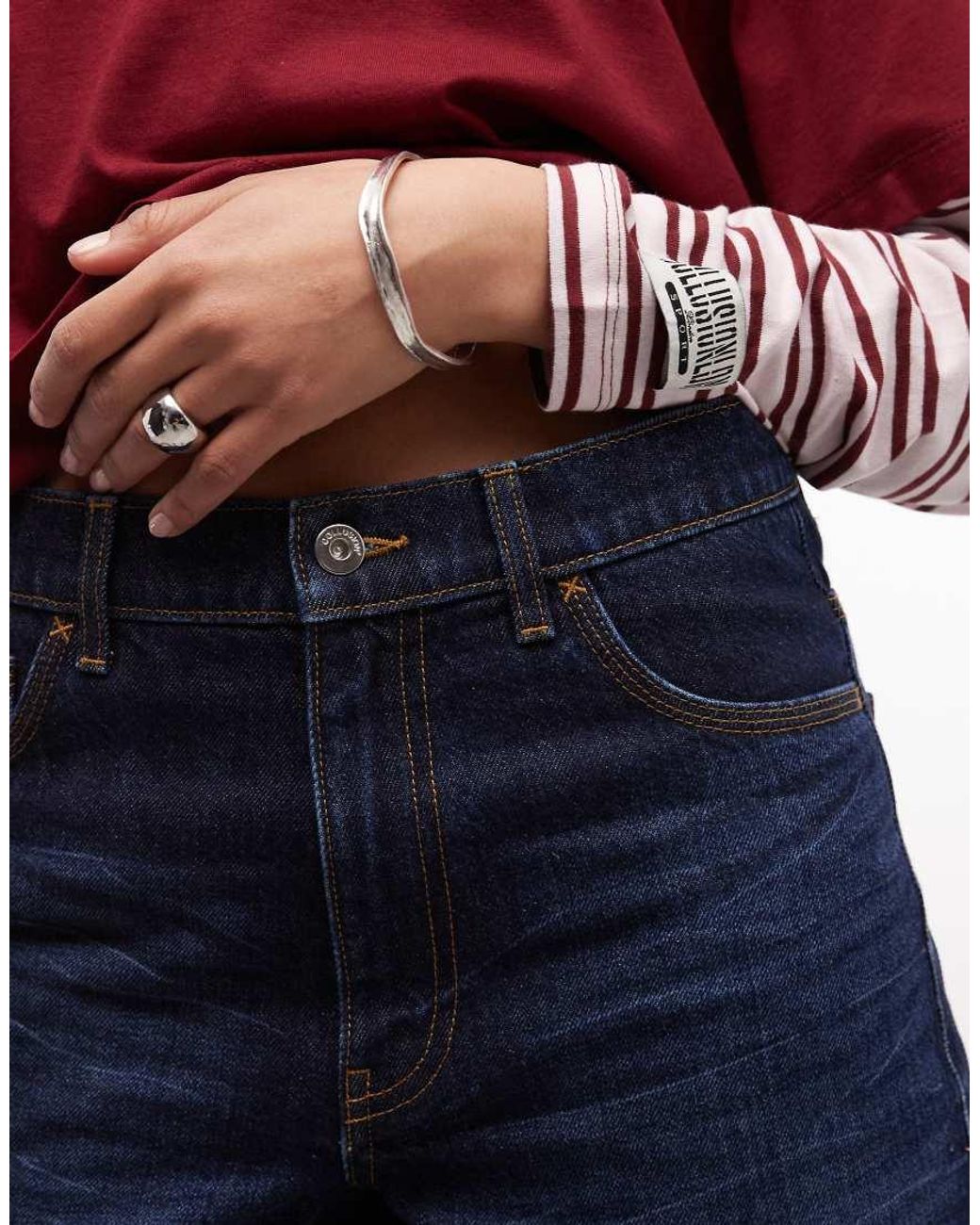 Collusion Red Loose Denim Jorts