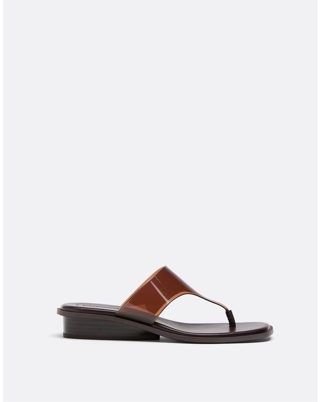 Stradivarius Brown Vinyl Thong Flat Sandals