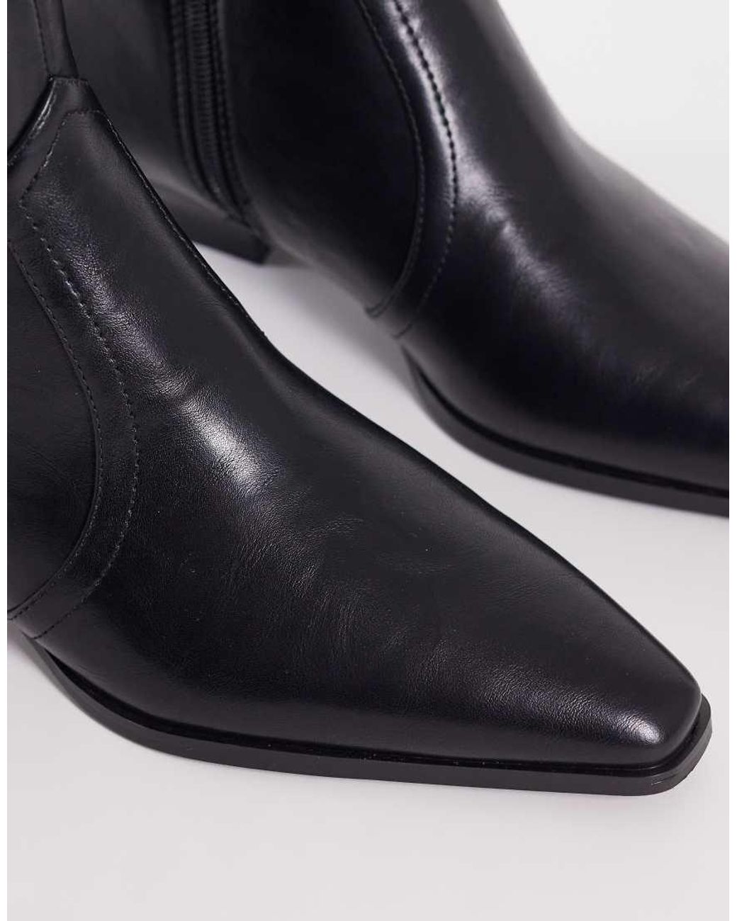 ASOS Blue Ansel Low Flat Pointed Ankle Boots