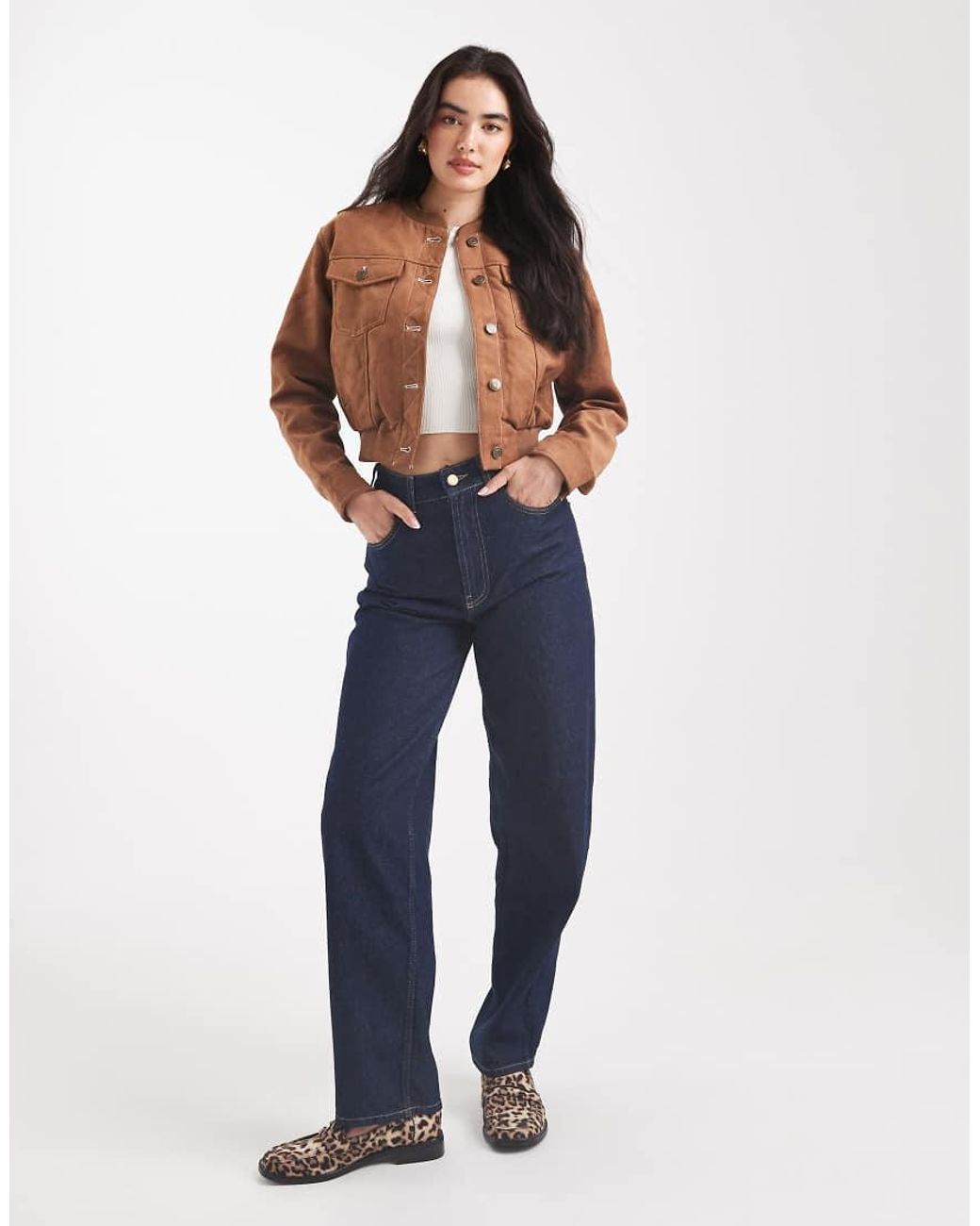 Cotton On Blue Sophia Faux Suede Bomber Jacket