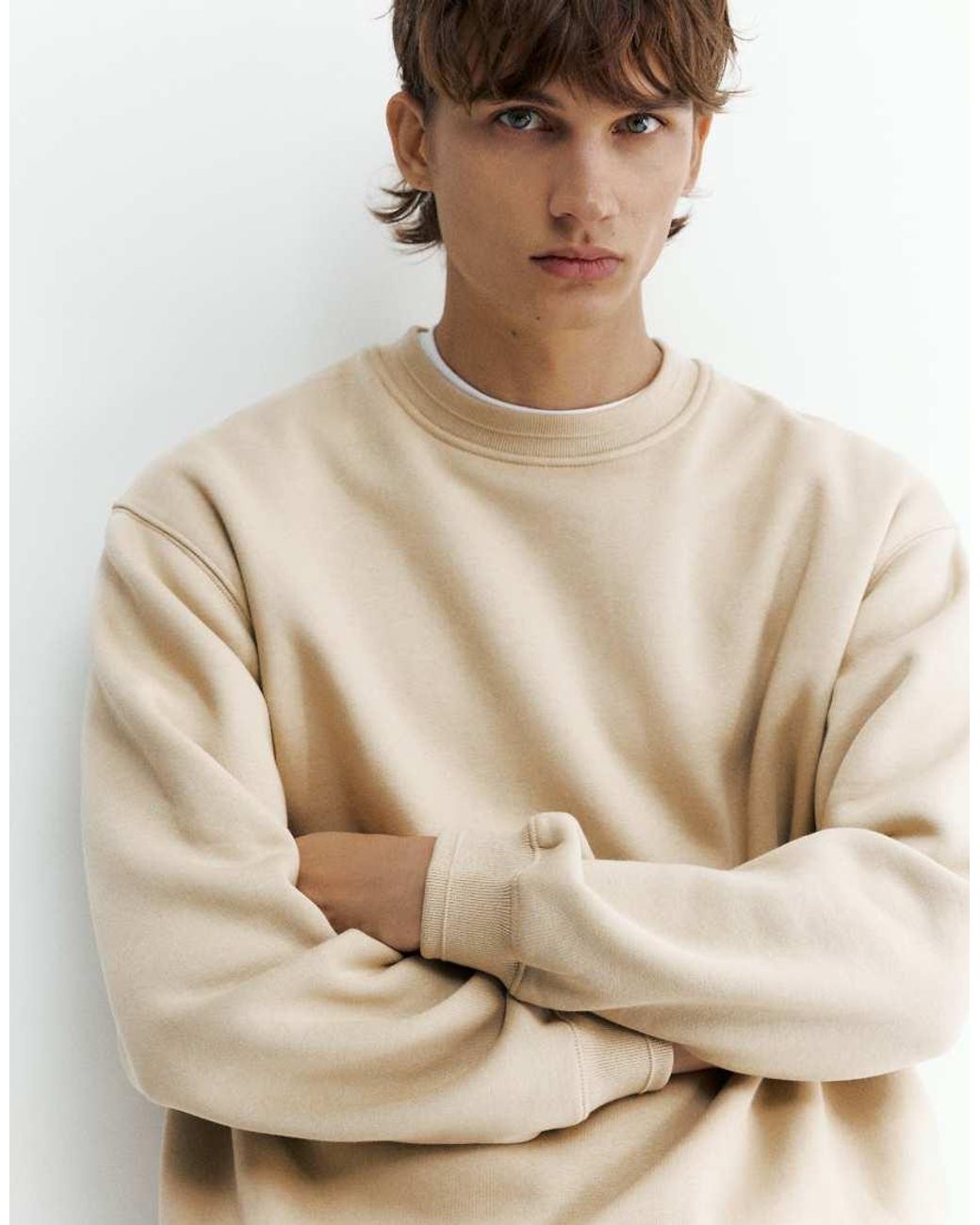 Pull&Bear Natural Relaxed Fit Sweatshirt for men