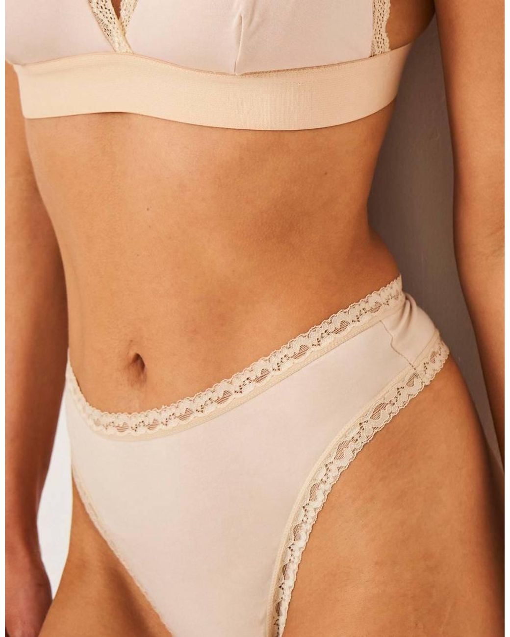 Stripe & Stare Natural High Waisted Thong Four Pack