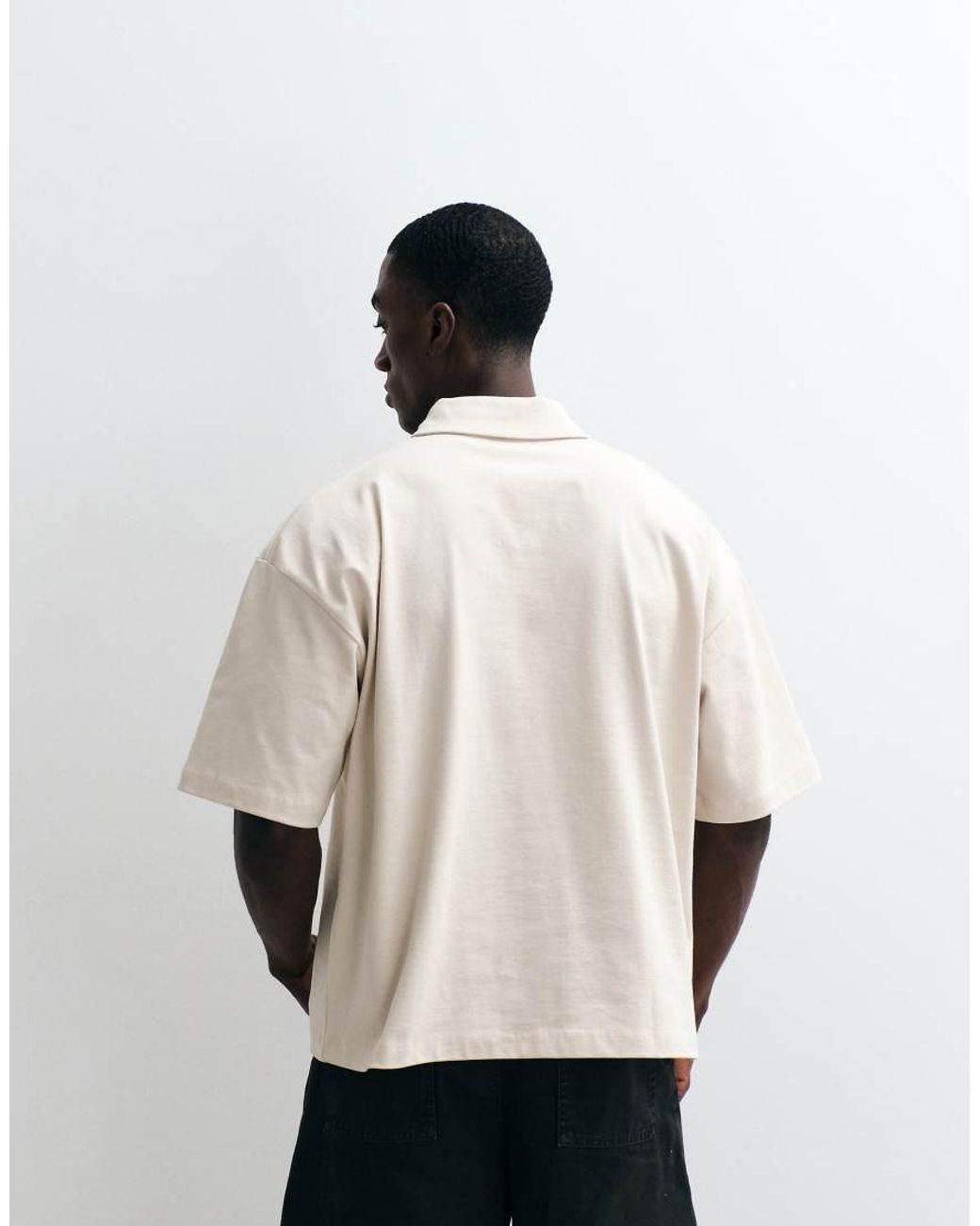 ASOS White Heavyweight Boxy Oversized Polo for men