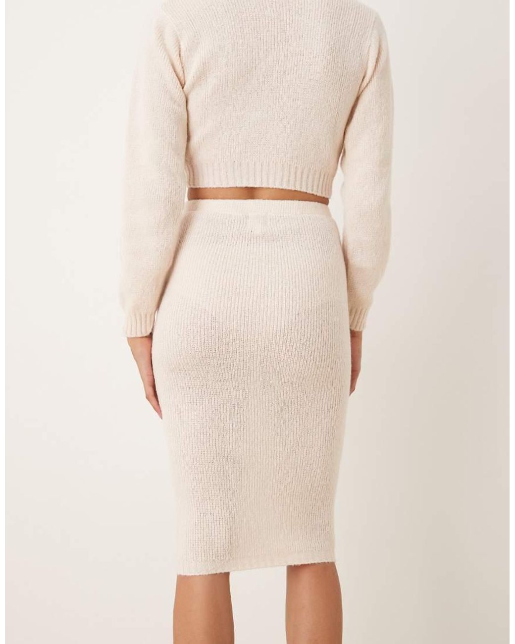 NARRATED Natural Knitted Midi Skirt