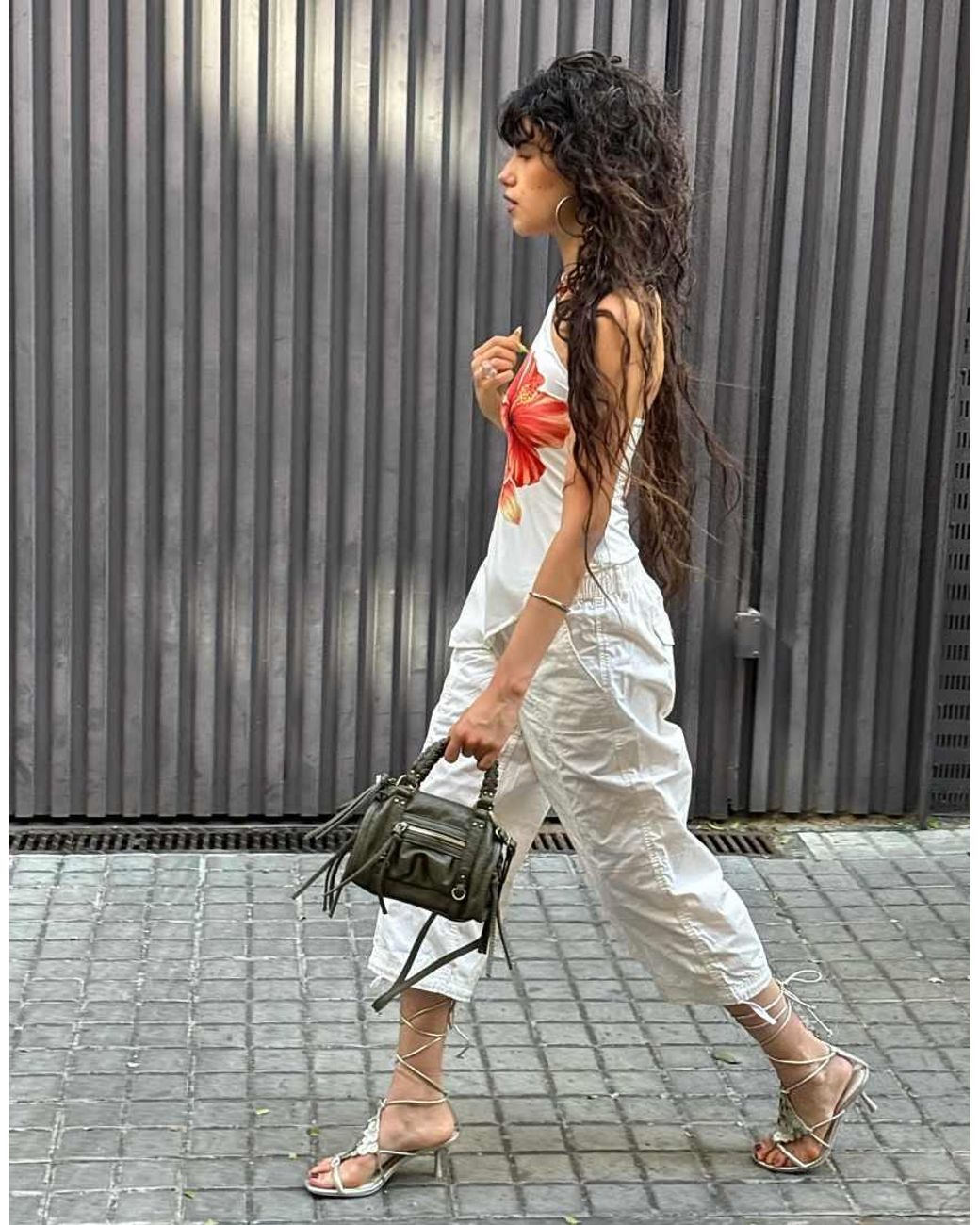Bershka White Halter Neck Print Top