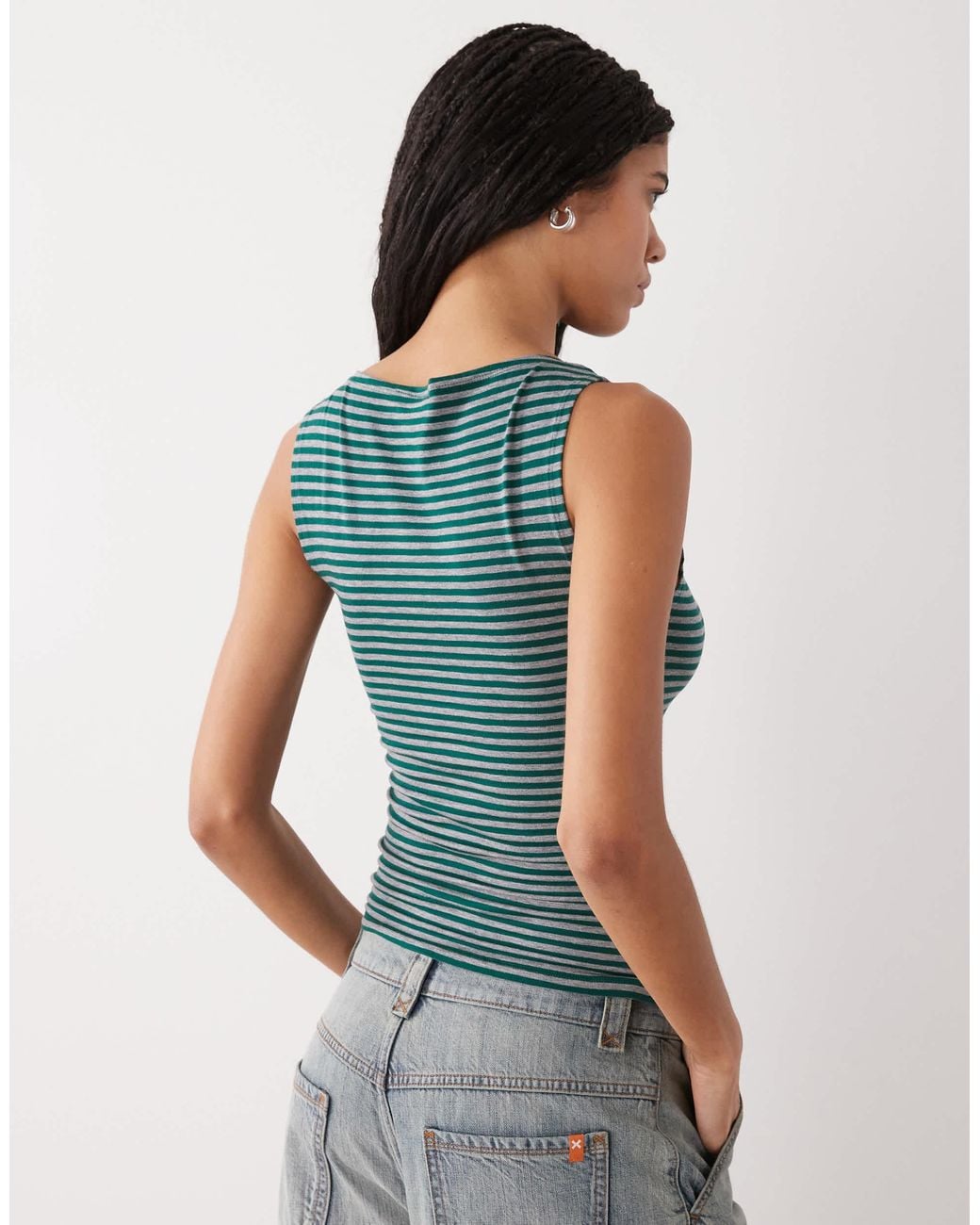 Weekday Blue Annie Soft Boat Neck Sleeveless Top