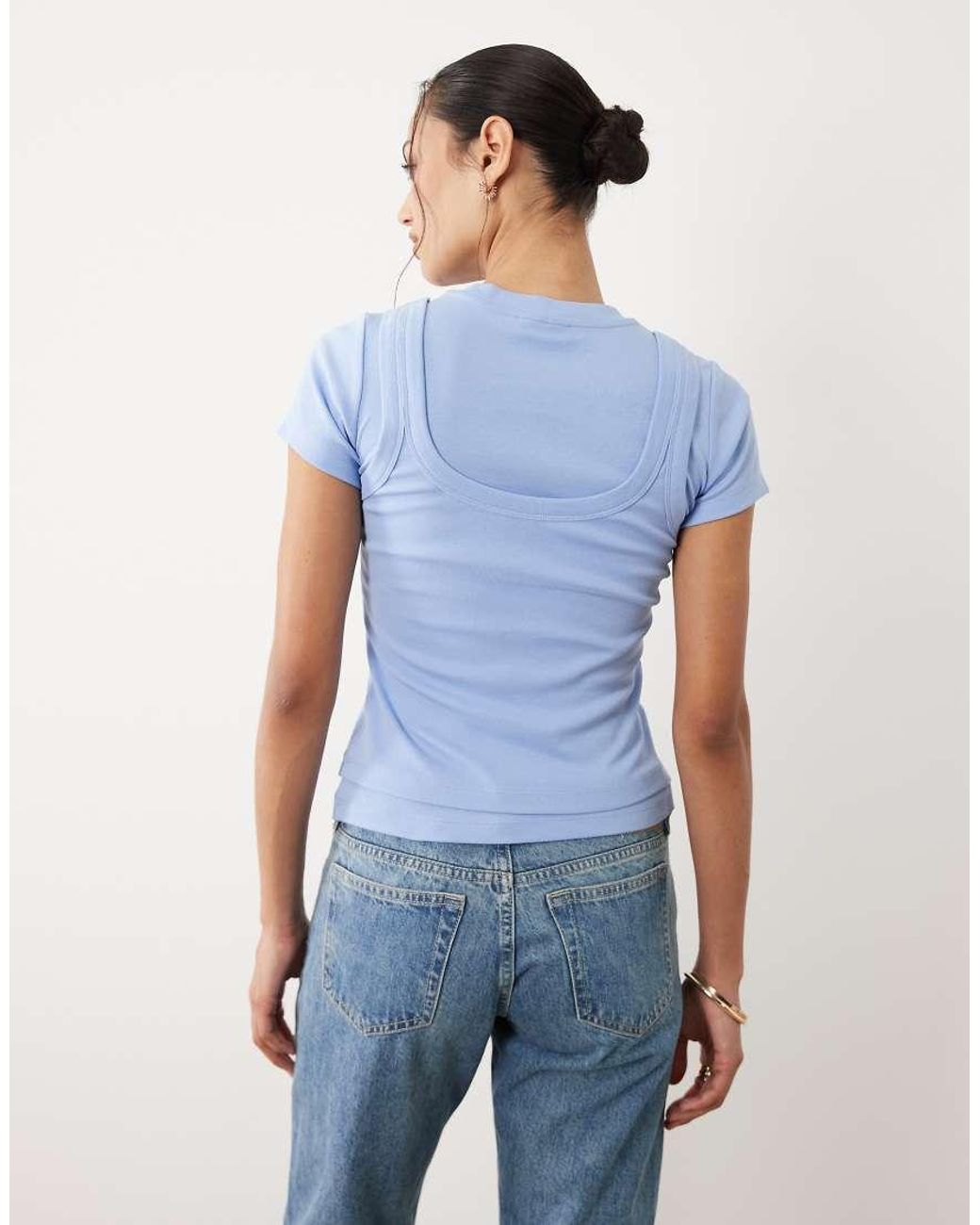 ASOS Blue Double Layer Short Sleeve Top