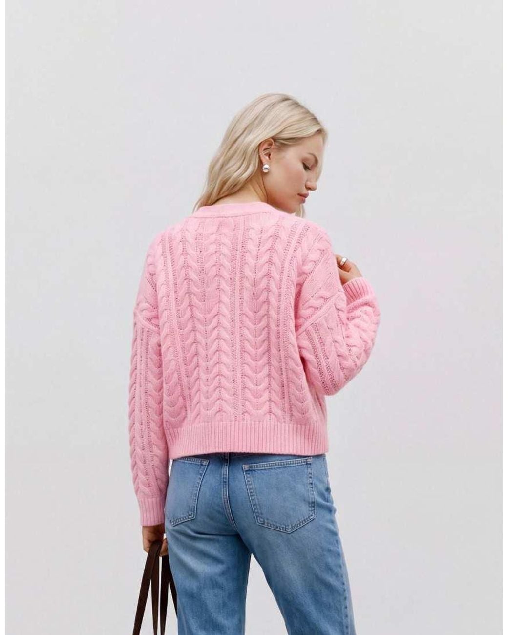 Vero Moda Pink Dream Ribbed V-Neck Knitted Drop Shoulder Cardigan