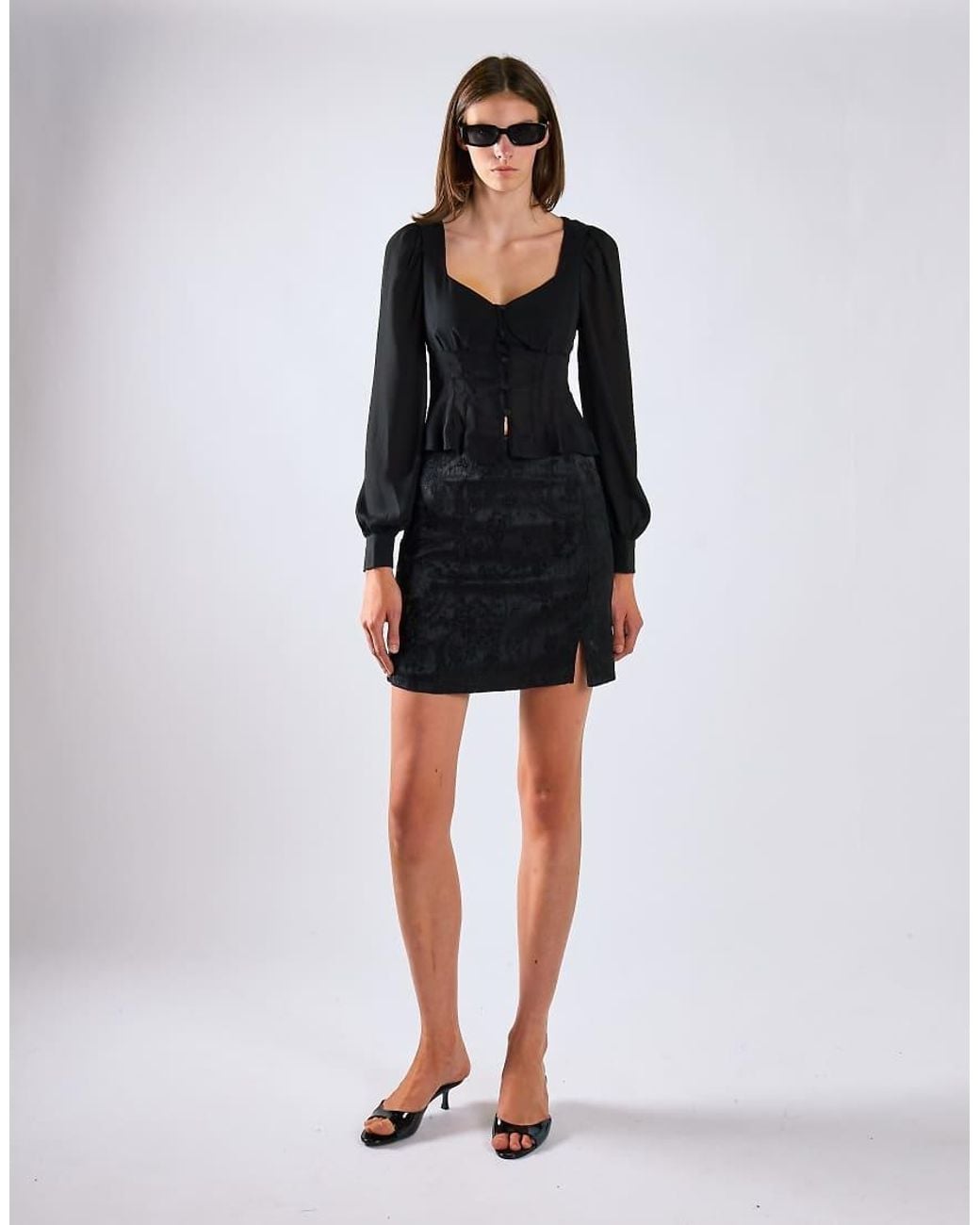 Glamorous Black Sweetheart Neckline Crop-Blouse