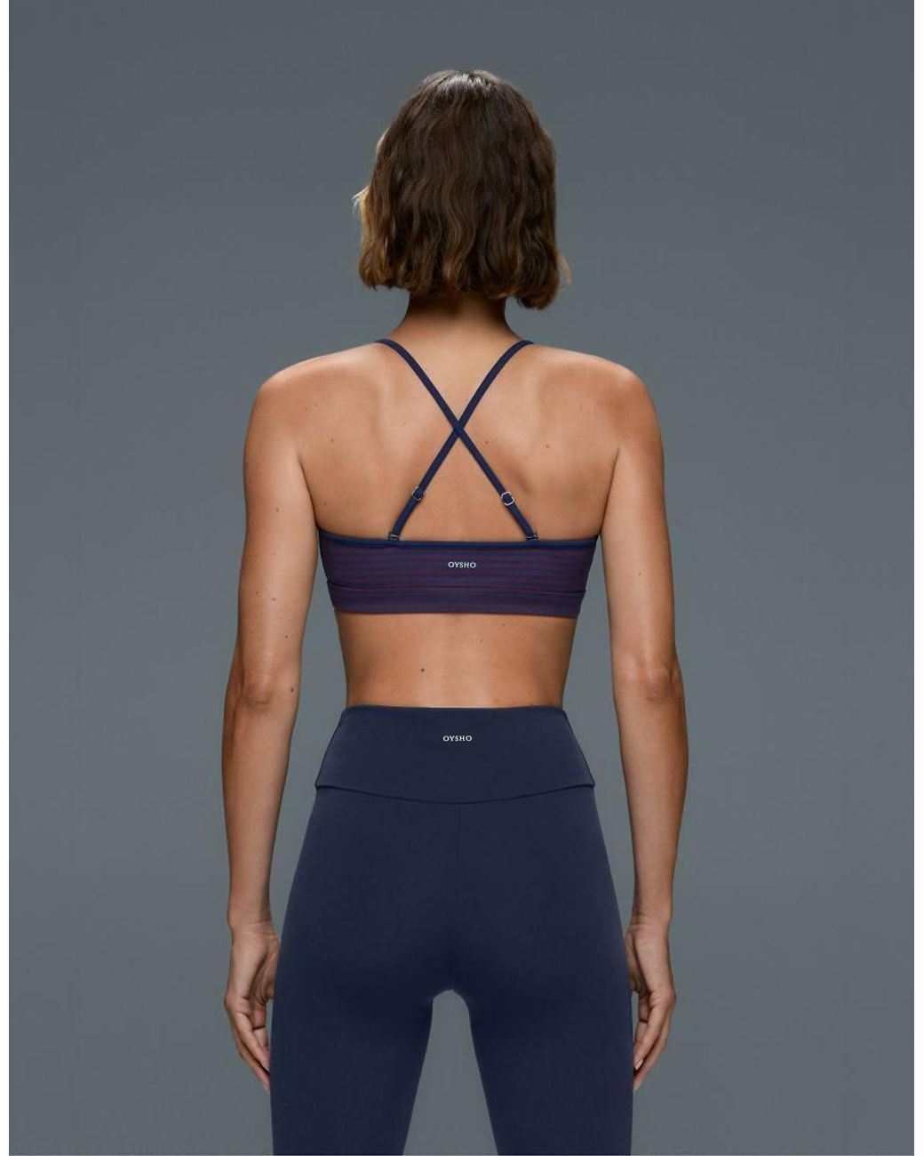 Oysho Blue Low-Support Striped Comfortlux Sports Bra