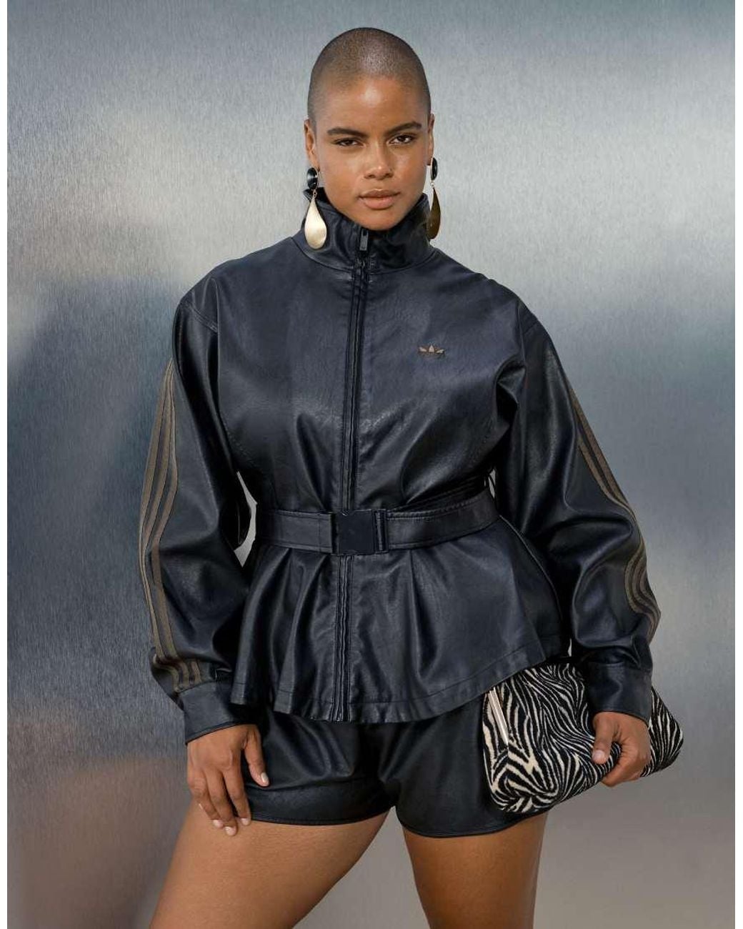 adidas Originals x ASOS Gray Peplum Track Jacket With Belt