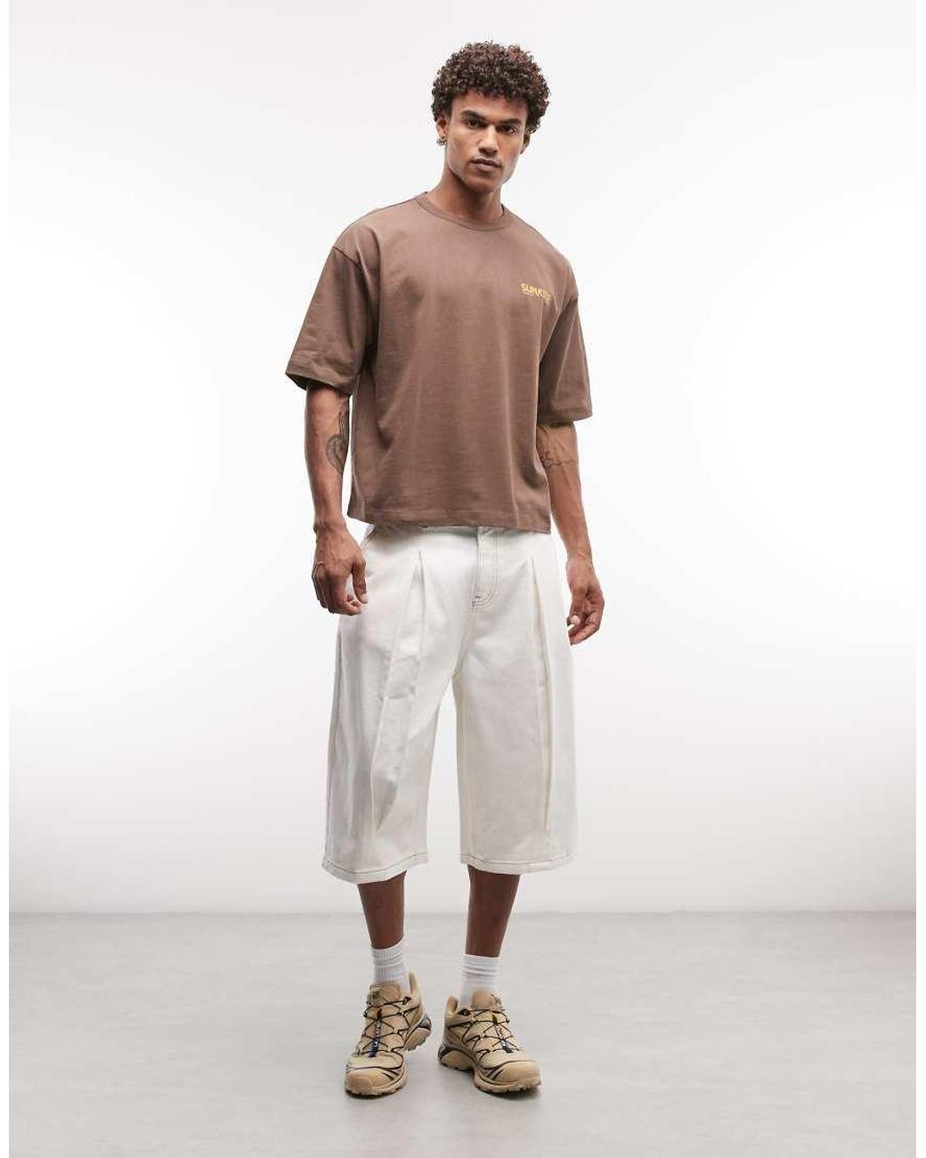 ASOS Brown Boxy Oversized T-shirt With Holiday Graphic for men
