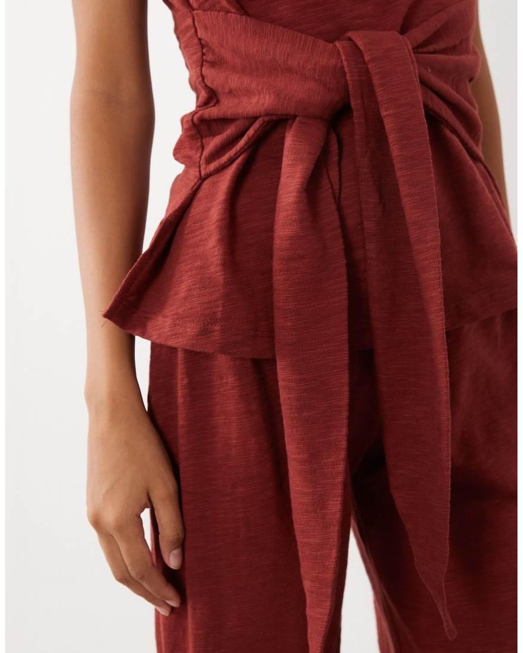 ASOS Red Bandeau With Tie Detail Top