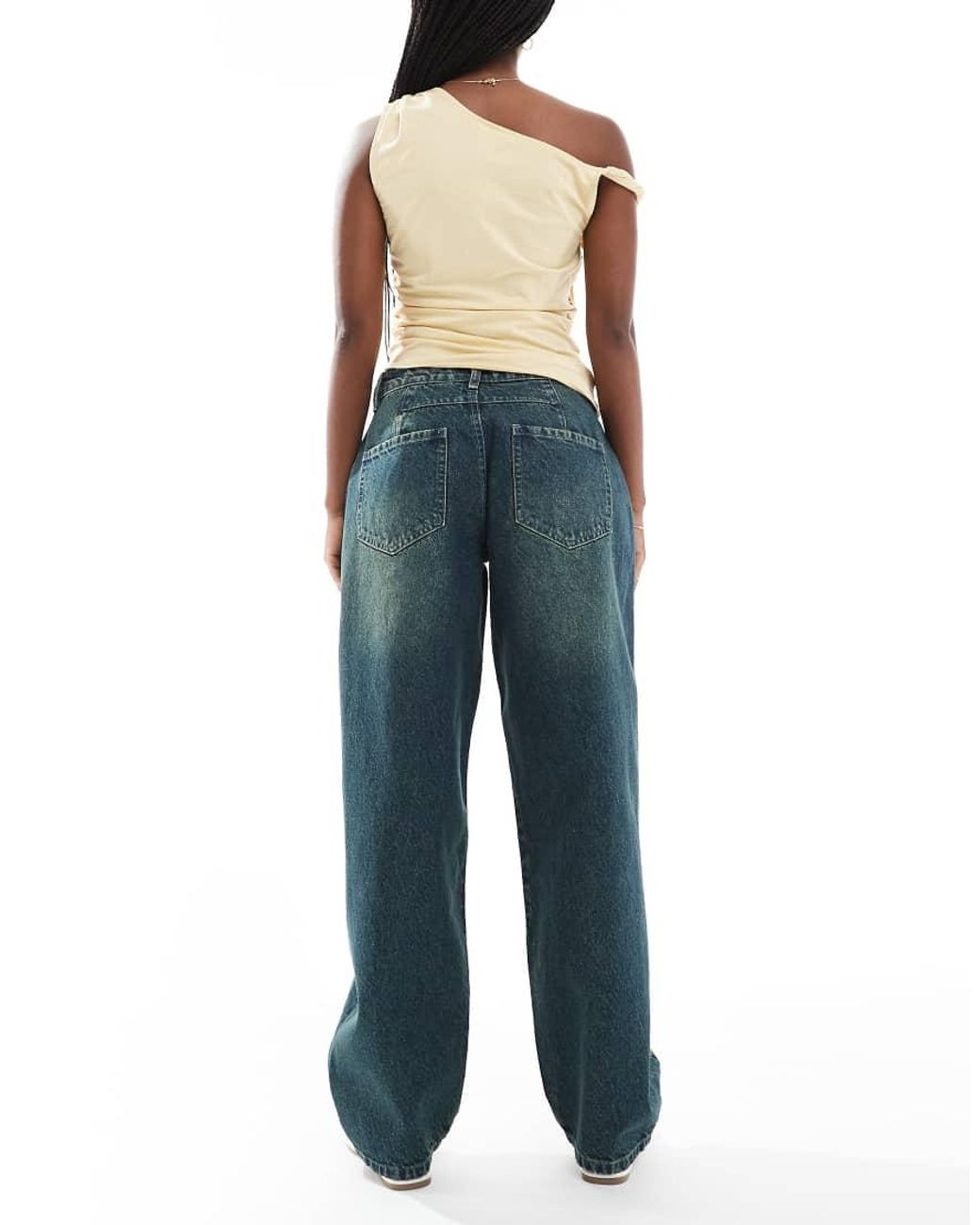 Daisy Street Blue Low Rise Barrel Jeans
