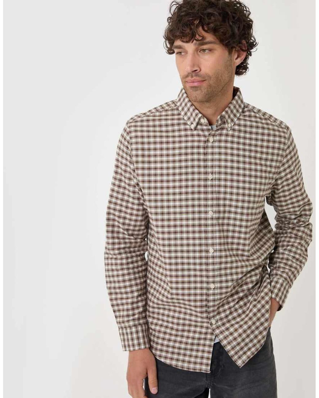 Threadbare Gray Regular Fit Cotton Oxford Shirt for men