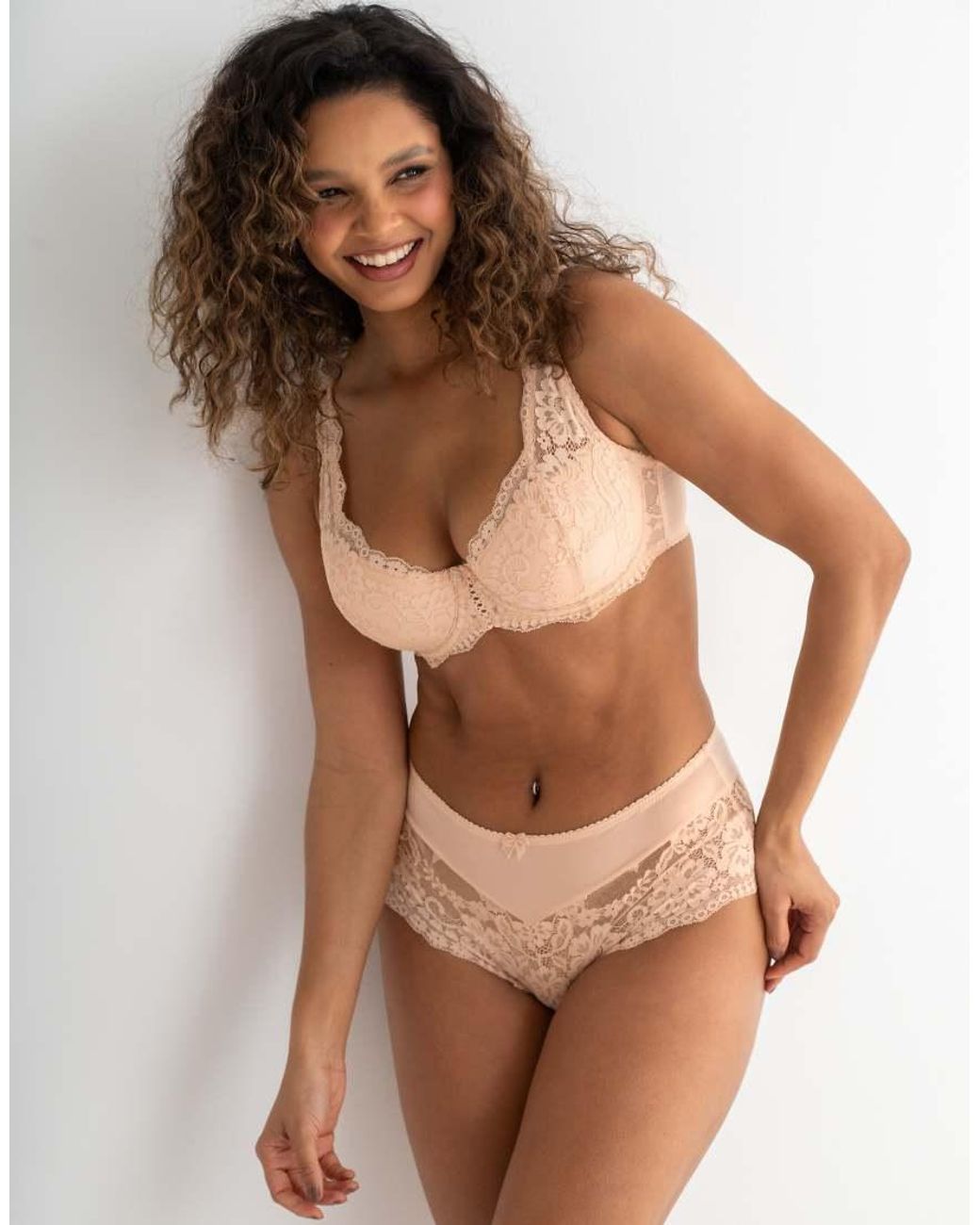 Pour Moi Brown Fleur Lightly Padded High Apex Underwired Bra