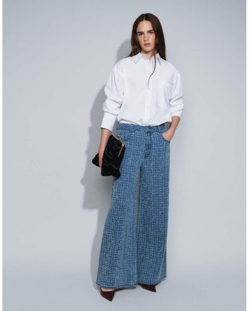 ASOS Black Faux Fur Astrakhan Large Frame Clutch Bag