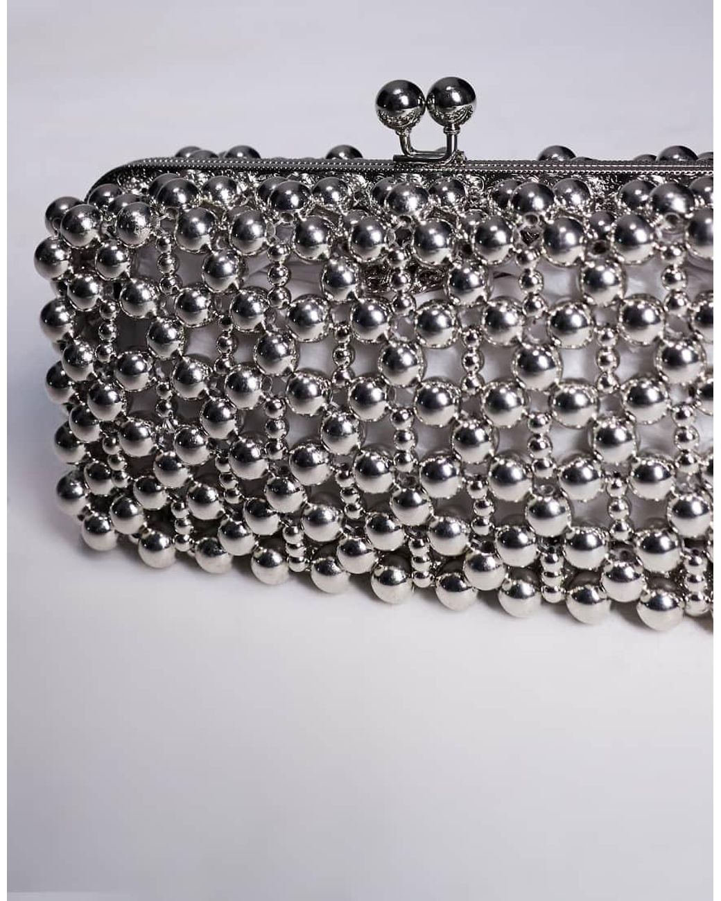 ASOS Purple Metallic Beaded Box Grab Clutch Bag