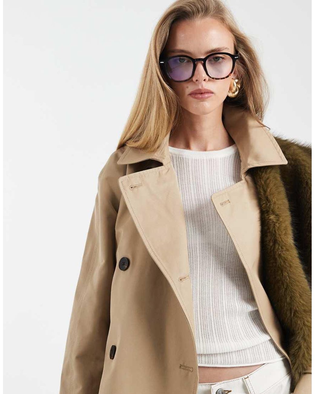 ASOS White Longline Water Repellent Trench Coat
