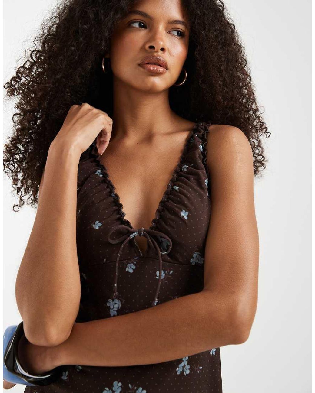 Hollister Brown V-neck A-line Mini Dress