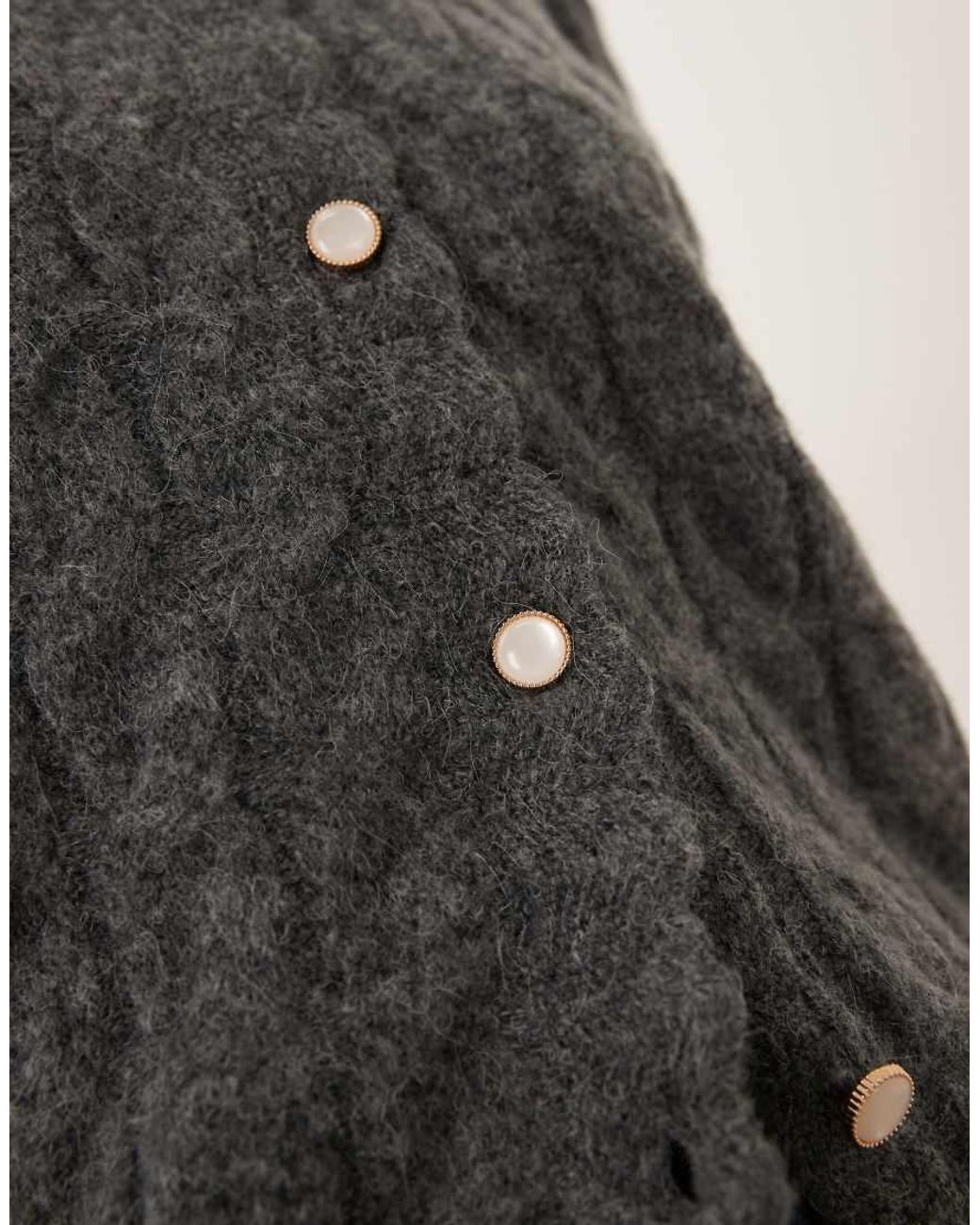 Y.A.S Gray Scallop Trim Textured Cardigan