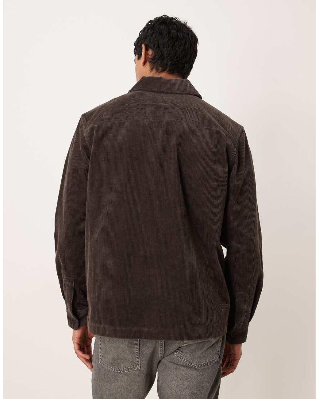 ARKET Brown Cord Oversized Zip Up Overshirt for men