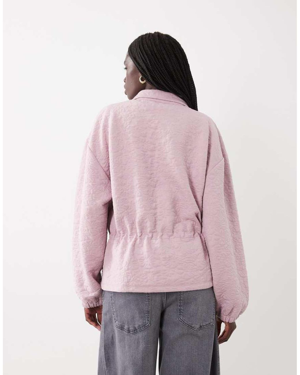 ASOS Pink Cinched Waist Jacquard Jacket