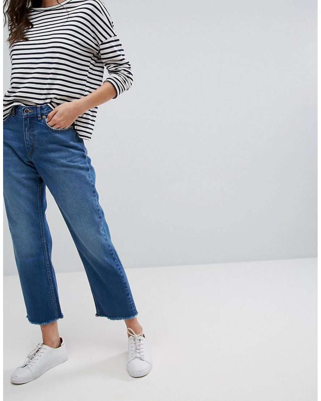 Denim High Waist Straight Leg Jeans 
