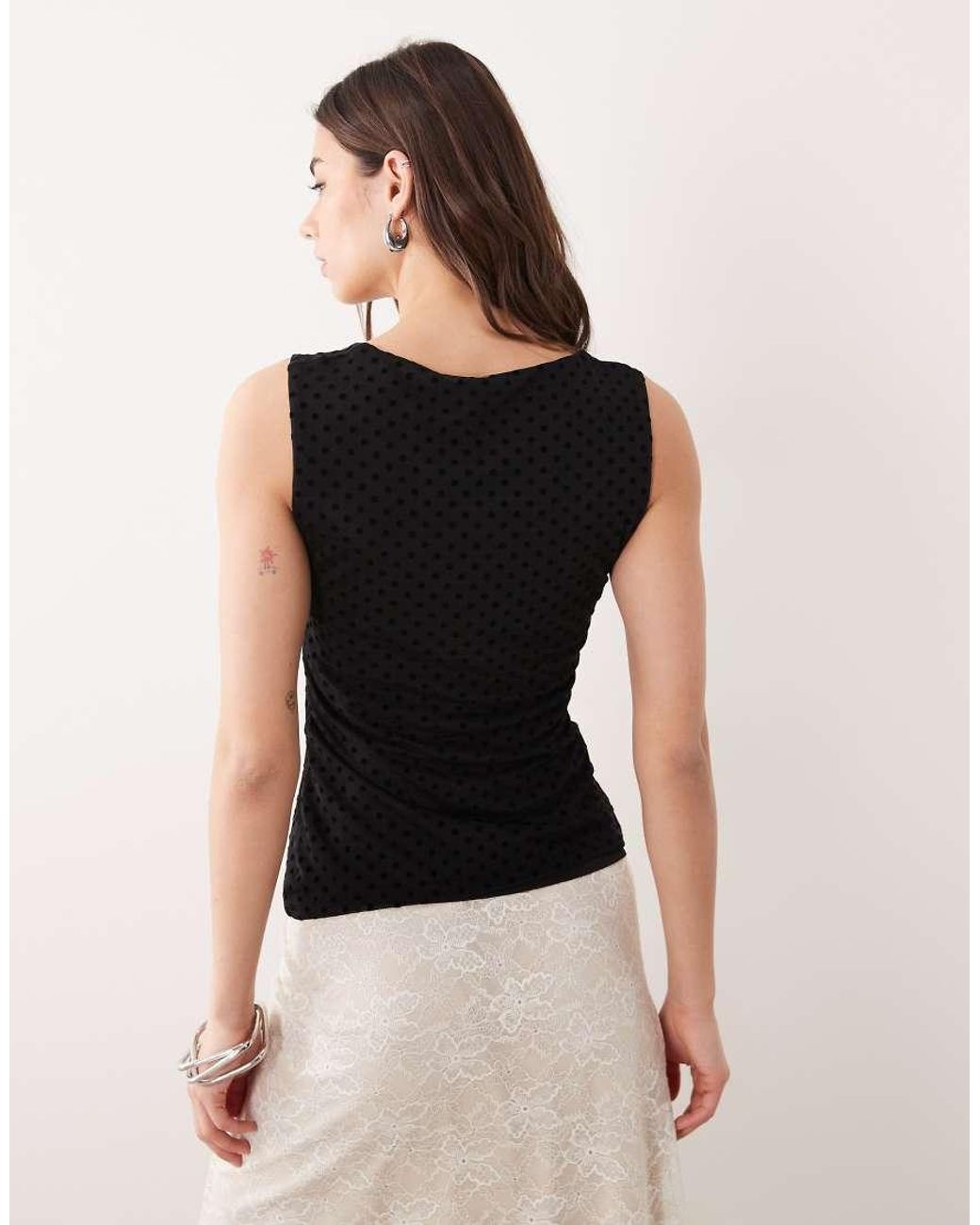 ASOS Black Flocked Soft Square Cami Top