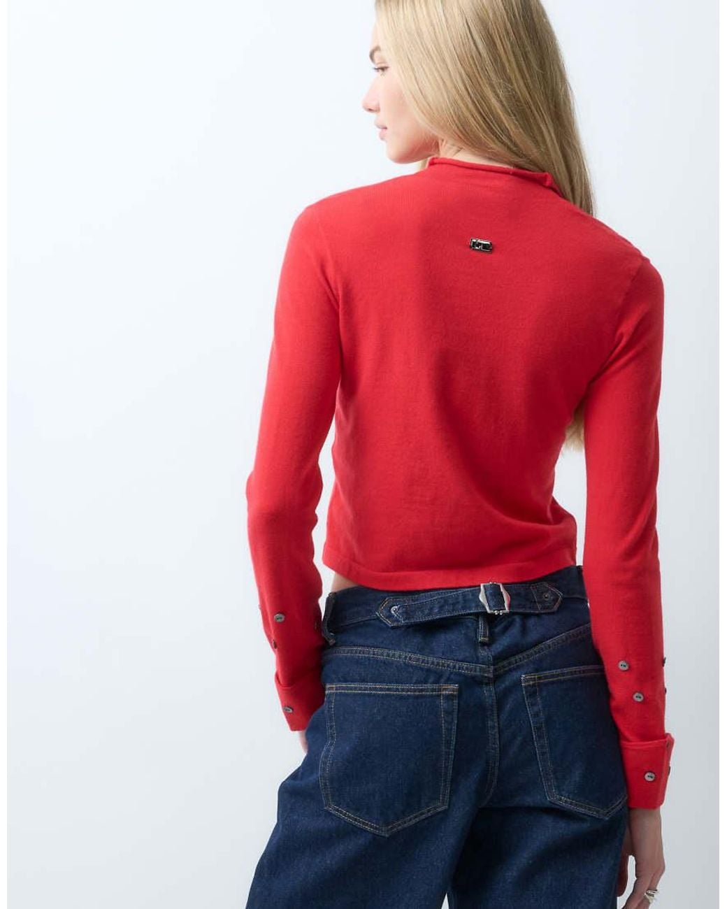 laagam Red Fia Buttoned Cardigan