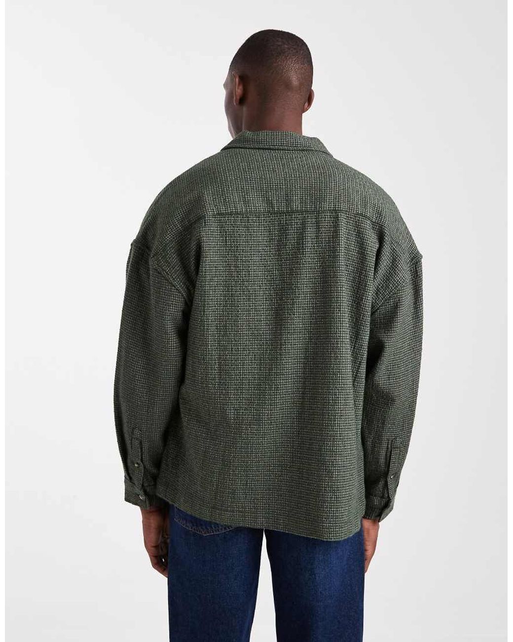 ASOS Gray Oversized Textured Shirt for men