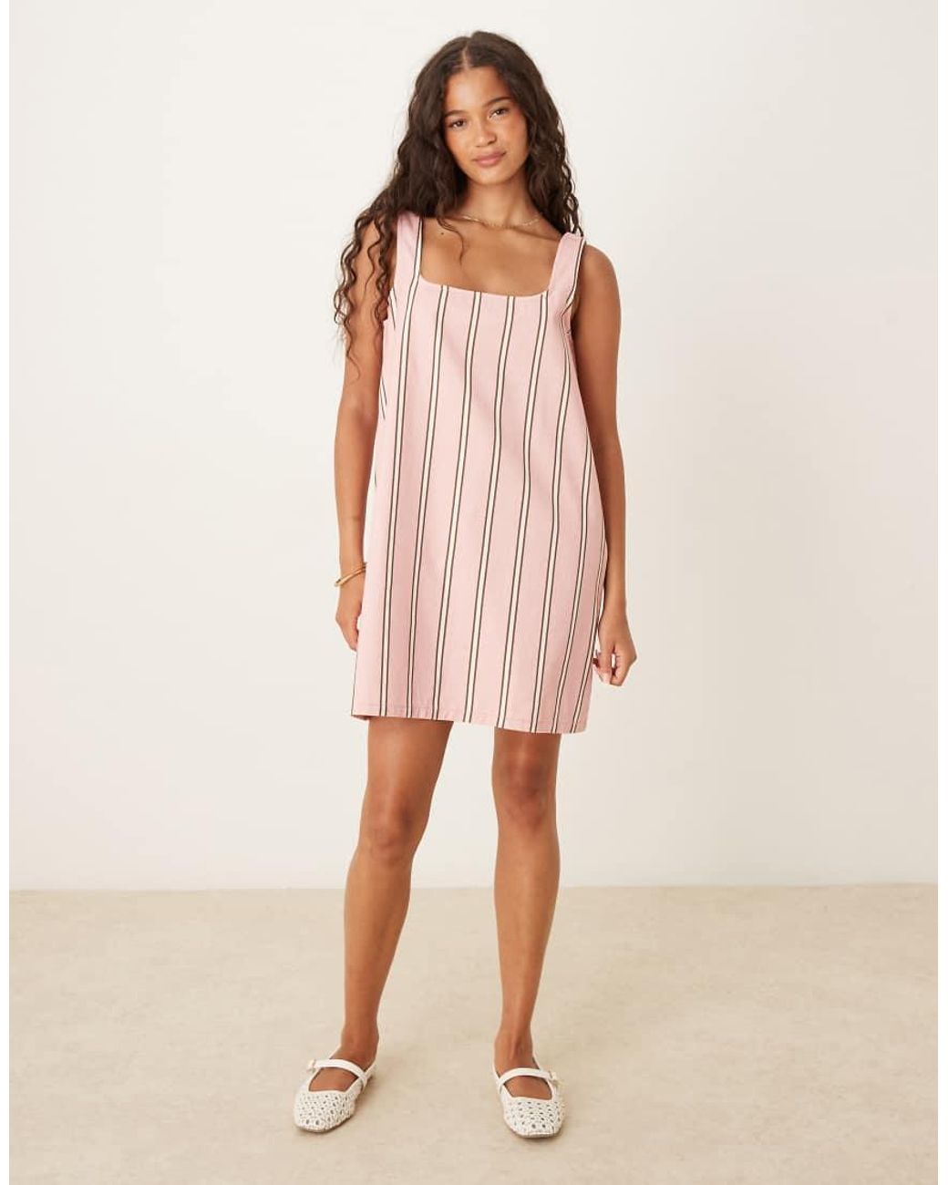 ASOS Pink Square Neck Denim Mini Dress
