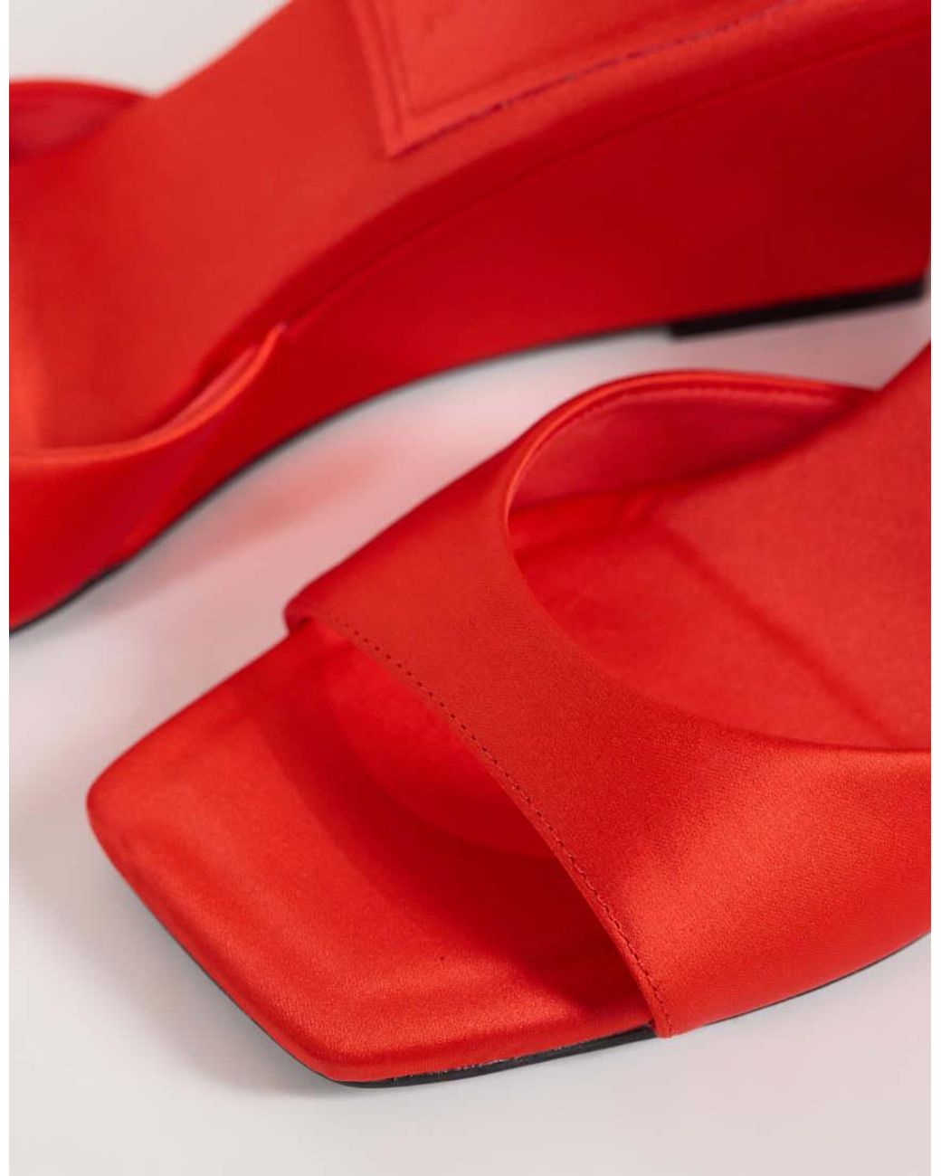 ASOS Red Hola Mid Wedge Mules