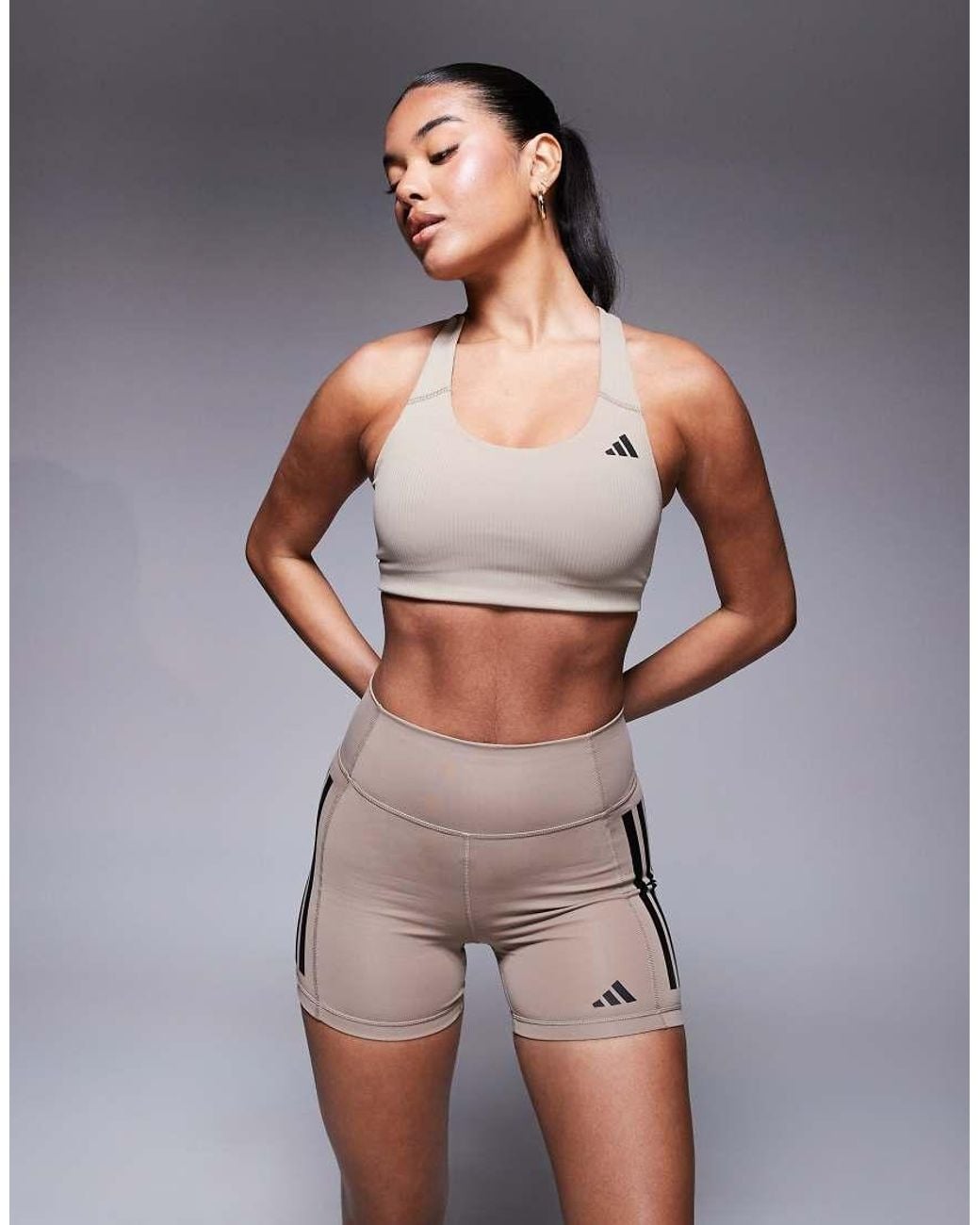 Adidas Originals Gray Adidas Training Optime Booty Shorts