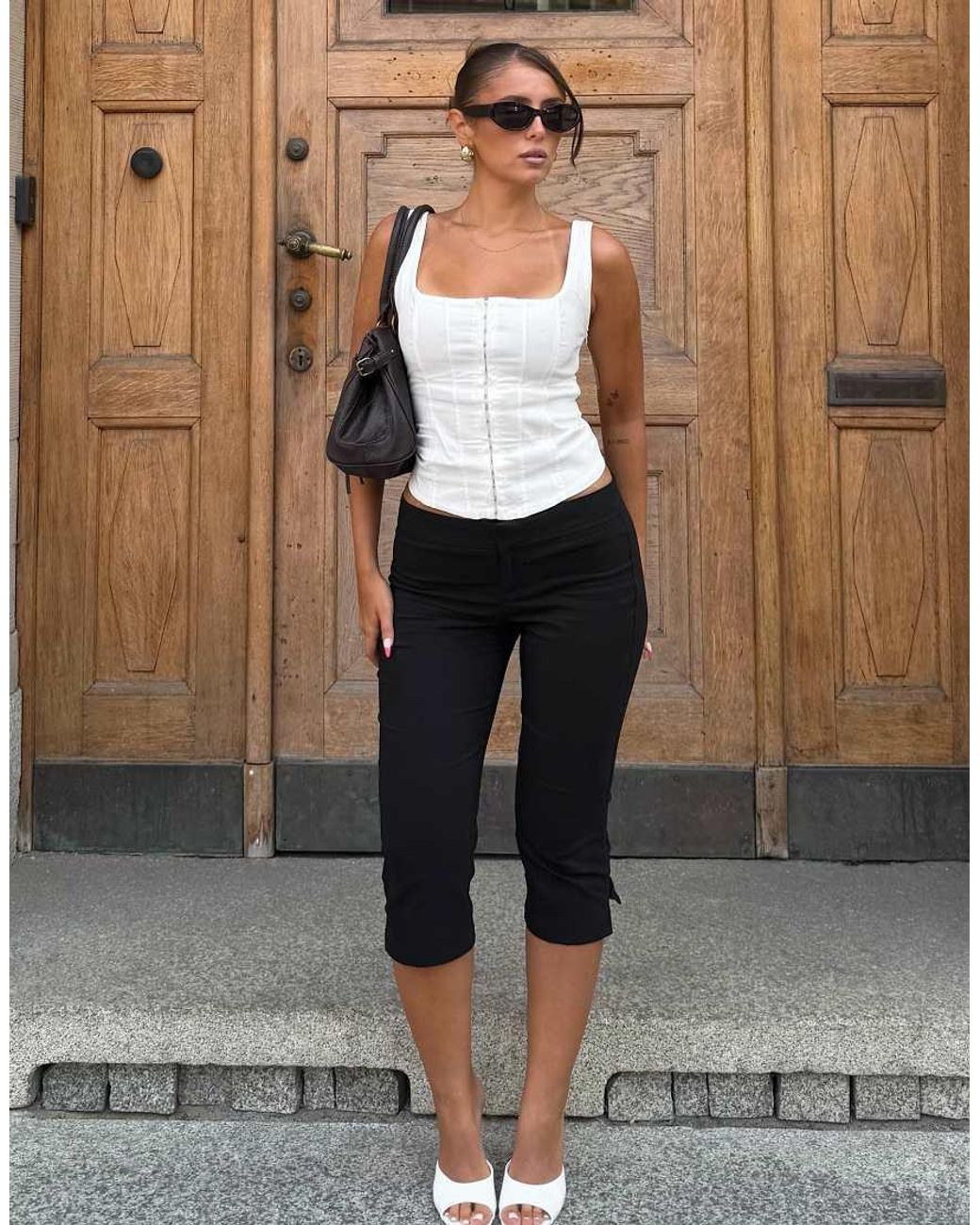 Bershka White Bengaline Strappy Top