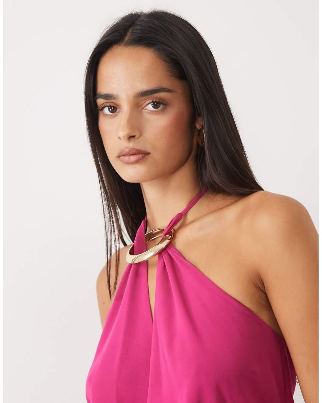 Tiger Mist Pink 2.0 Halterneck Drape Tie Side Multiway Chiffon Mini Dress
