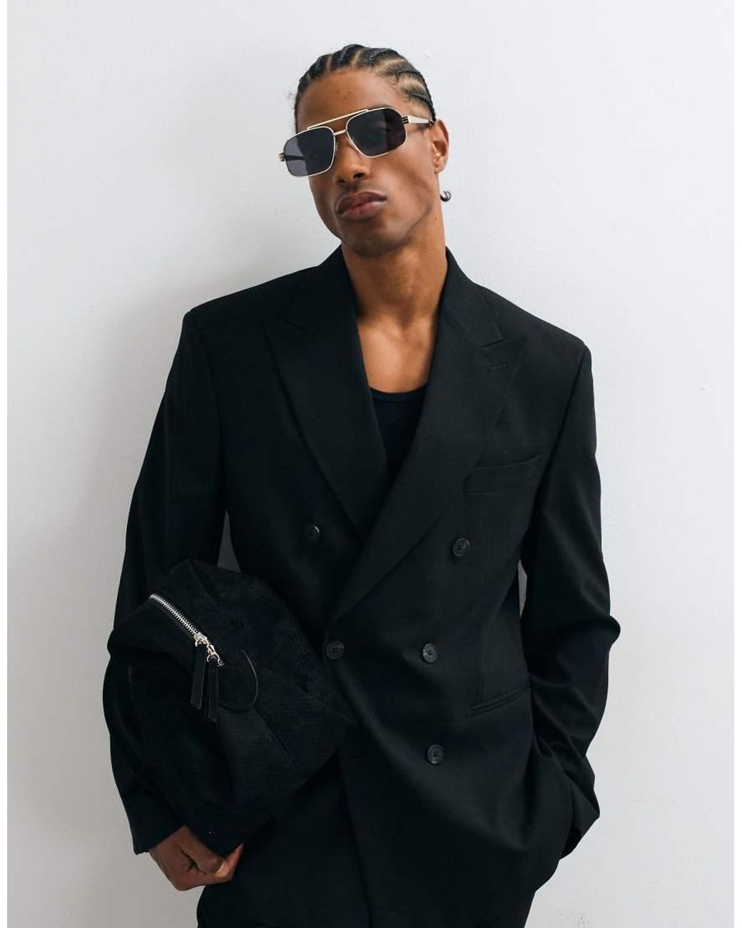 ASOS Black Slim Double Breasted Suit Jacket for men