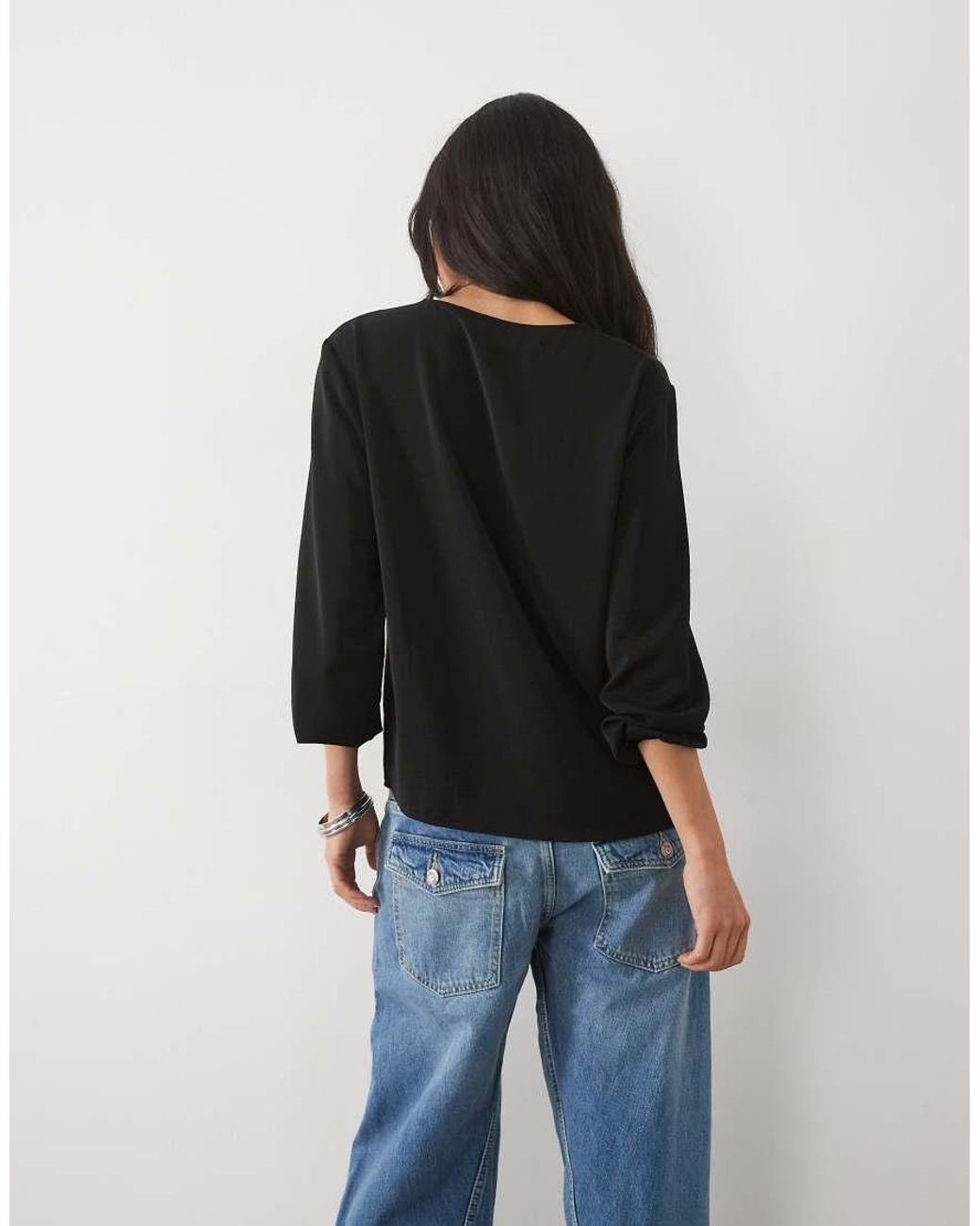 Jdy Black V Neck Textured Shirt